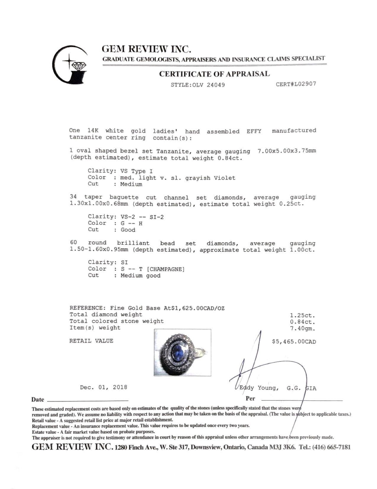 Effy Tanzanite and Diamond Ring