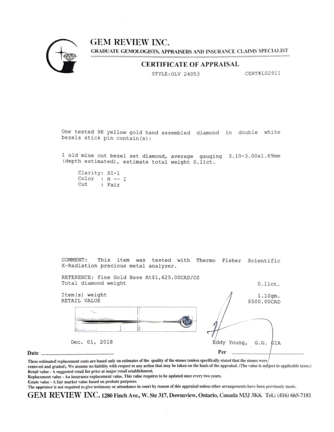 Antique Diamond Stick Pin