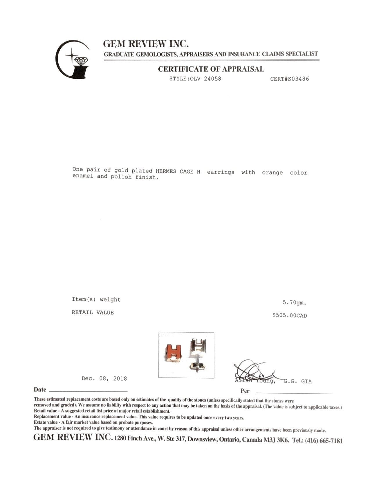 Hermes Cage H Earrings