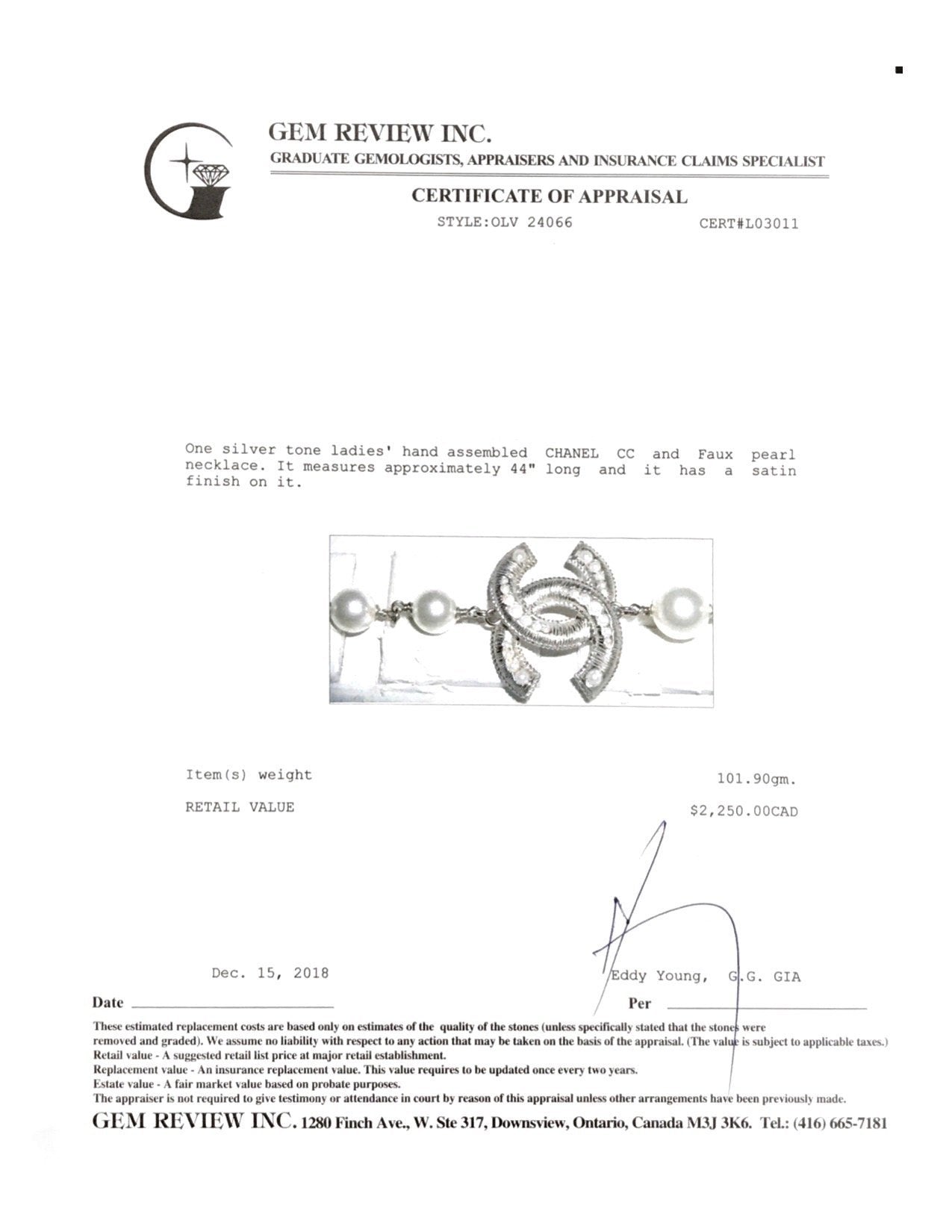 Chanel CC & Faux Pearl Necklace