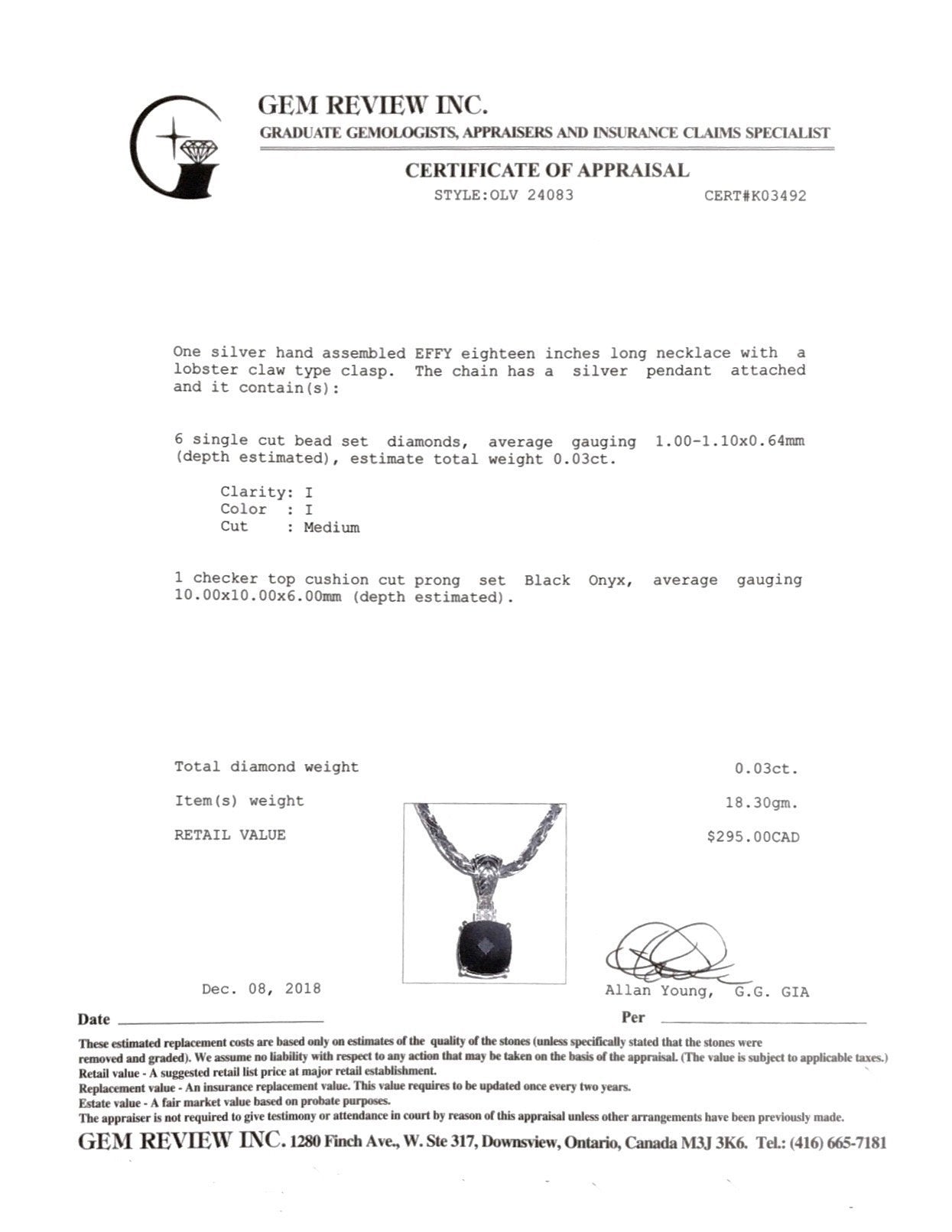 Effy Black Onyx and Diamond Pendant Necklace