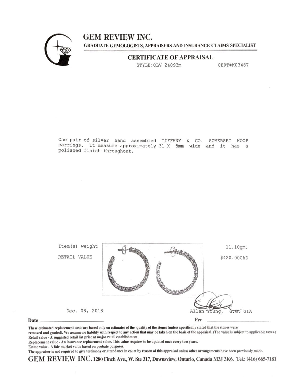 Tiffany & Co. Somerset Hoop Earrings
