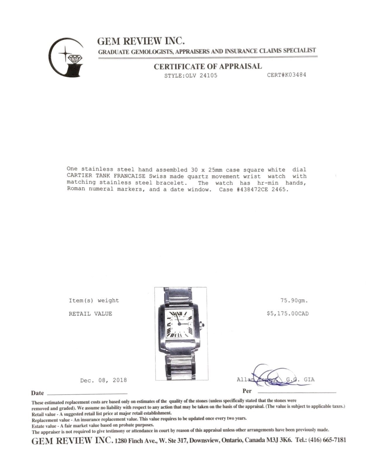 Cartier Tank Francaise Watch