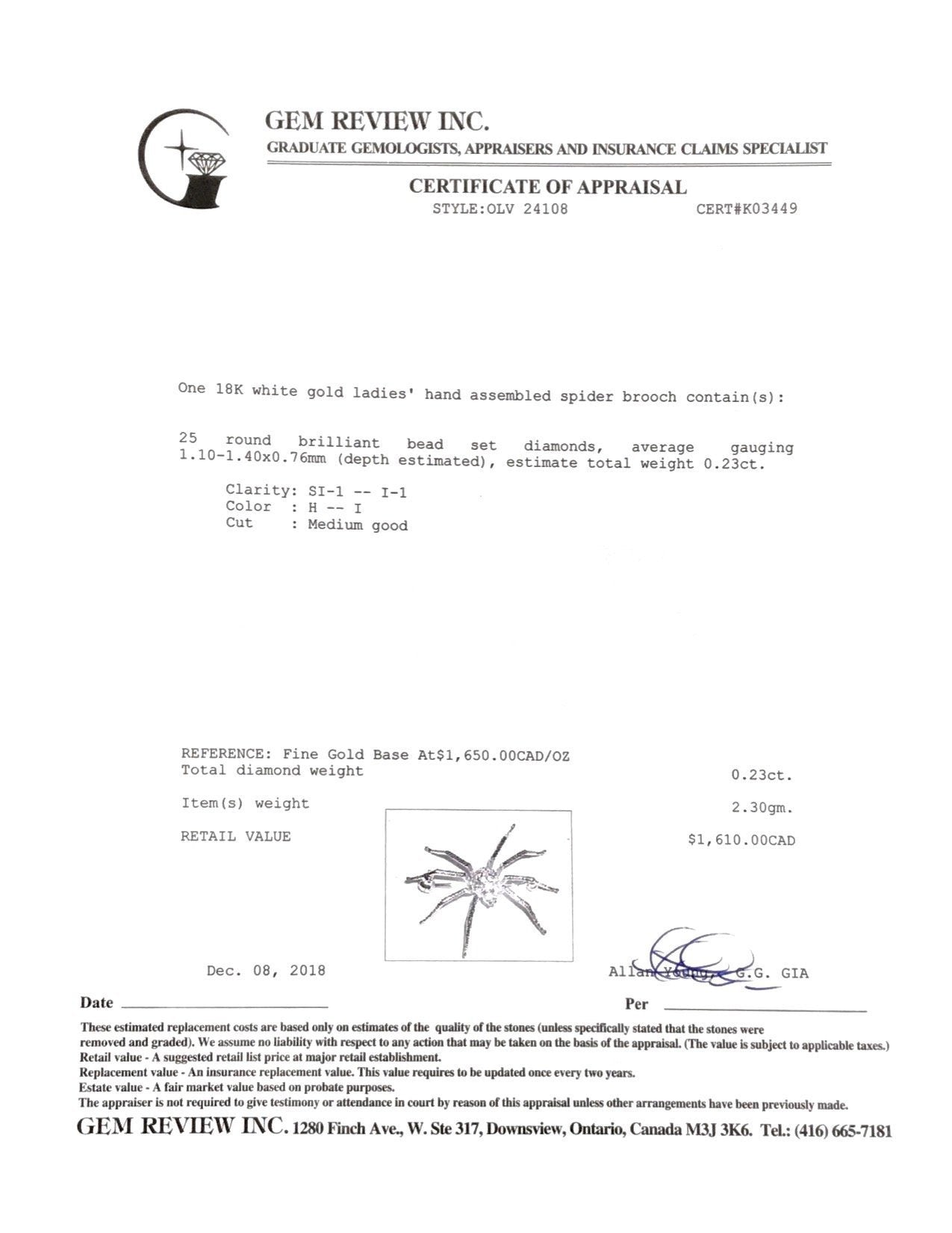 Diamond Spider Brooch