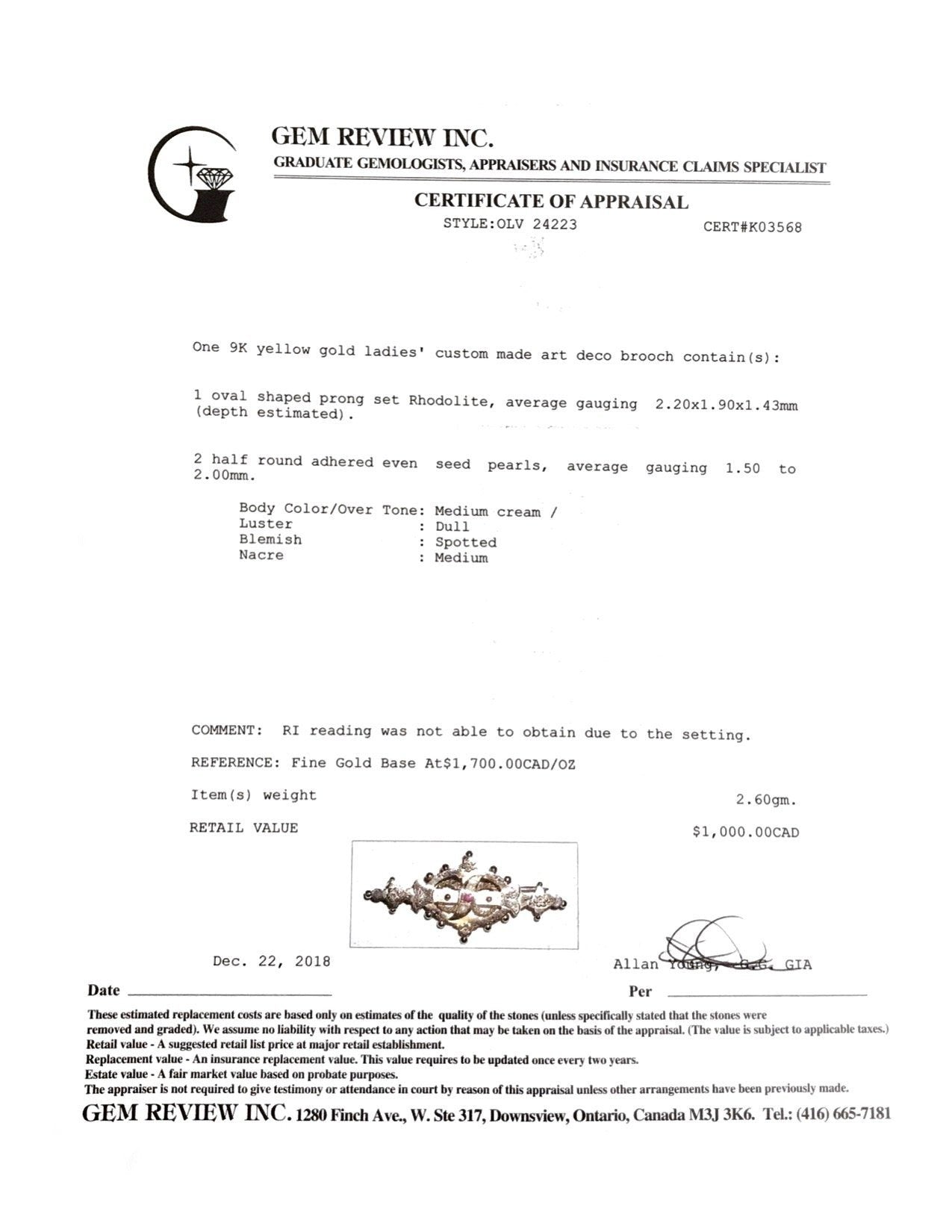 Antique Art Deco Bar Brooch with Rhodolite