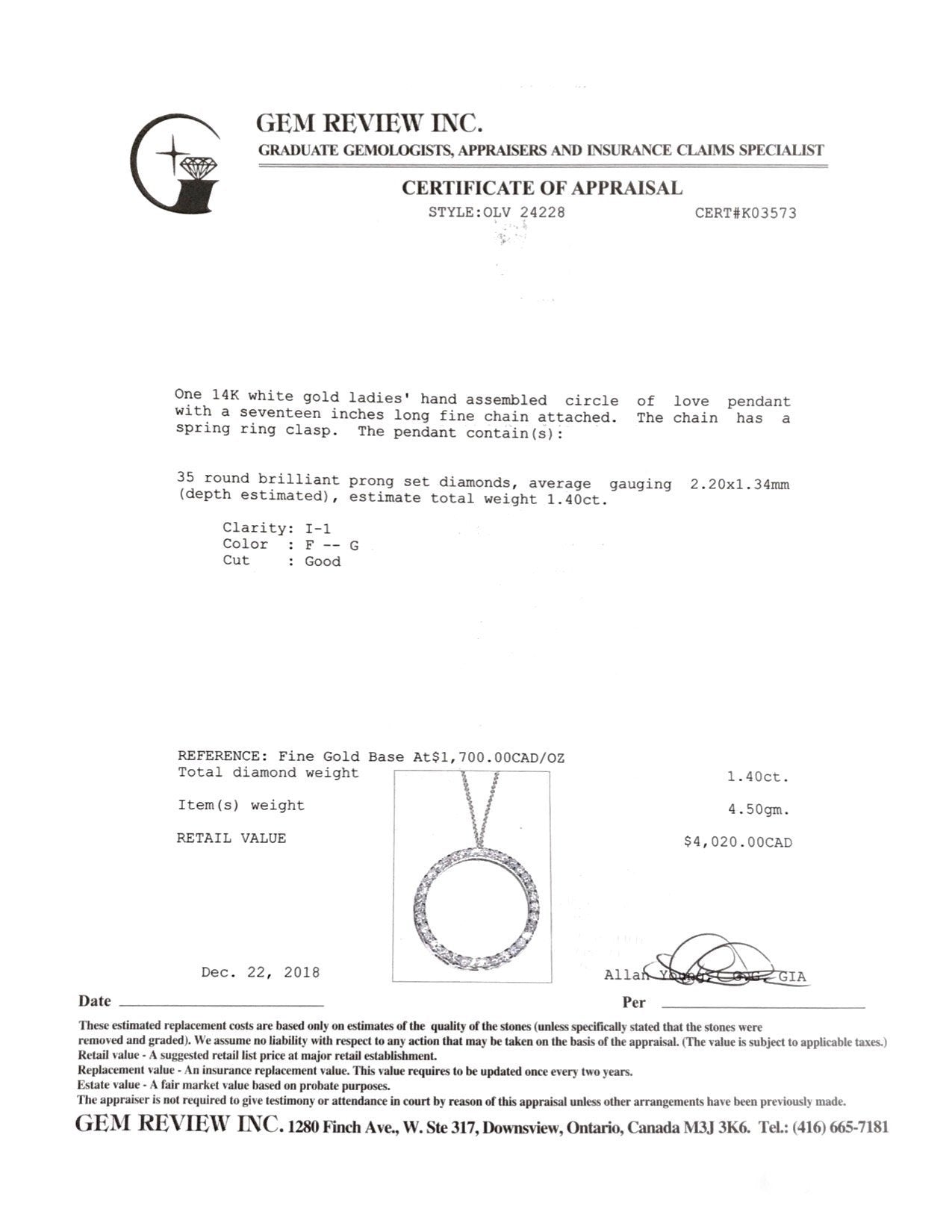 Diamond Circle Pendant Necklace