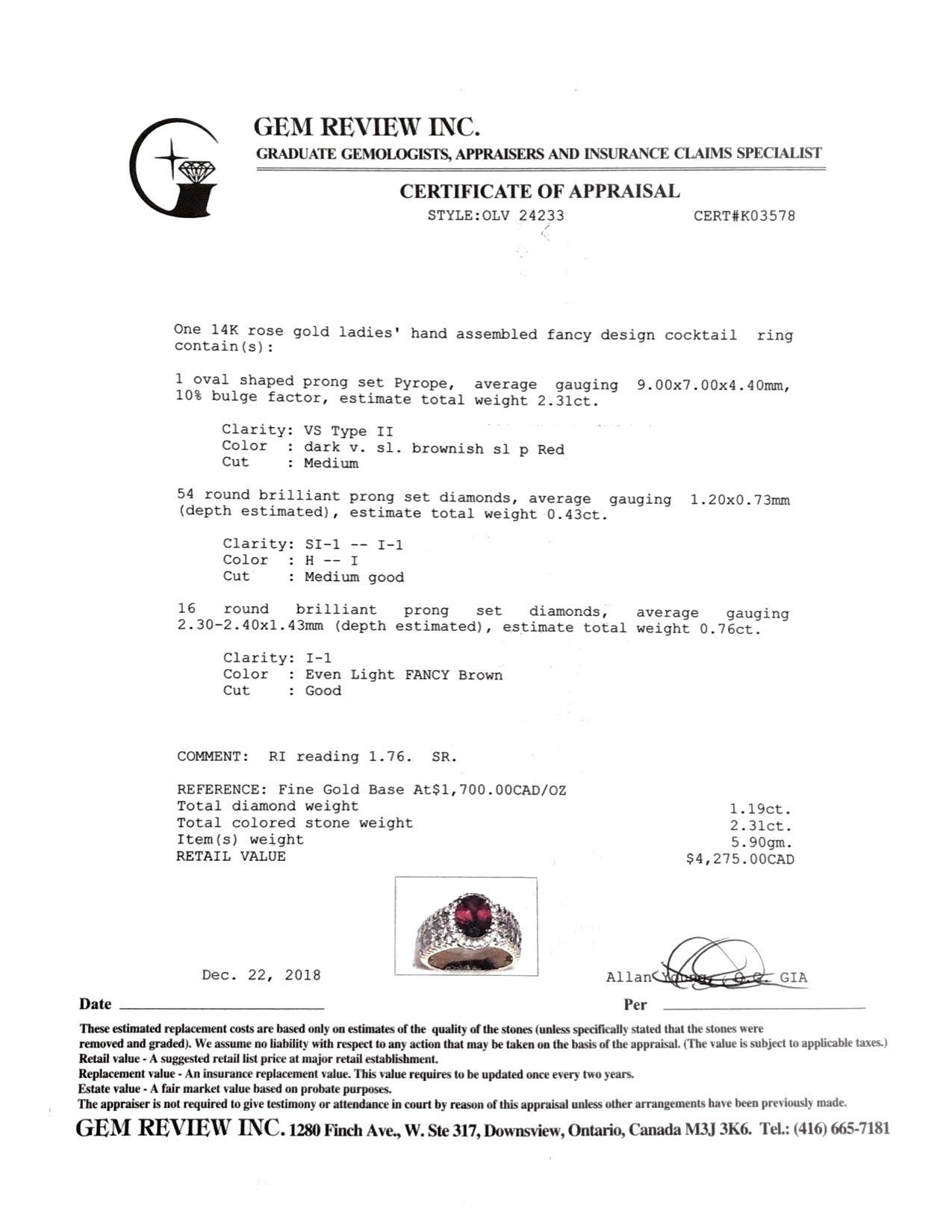 Pyrope Garnet and Diamond Cocktail Ring