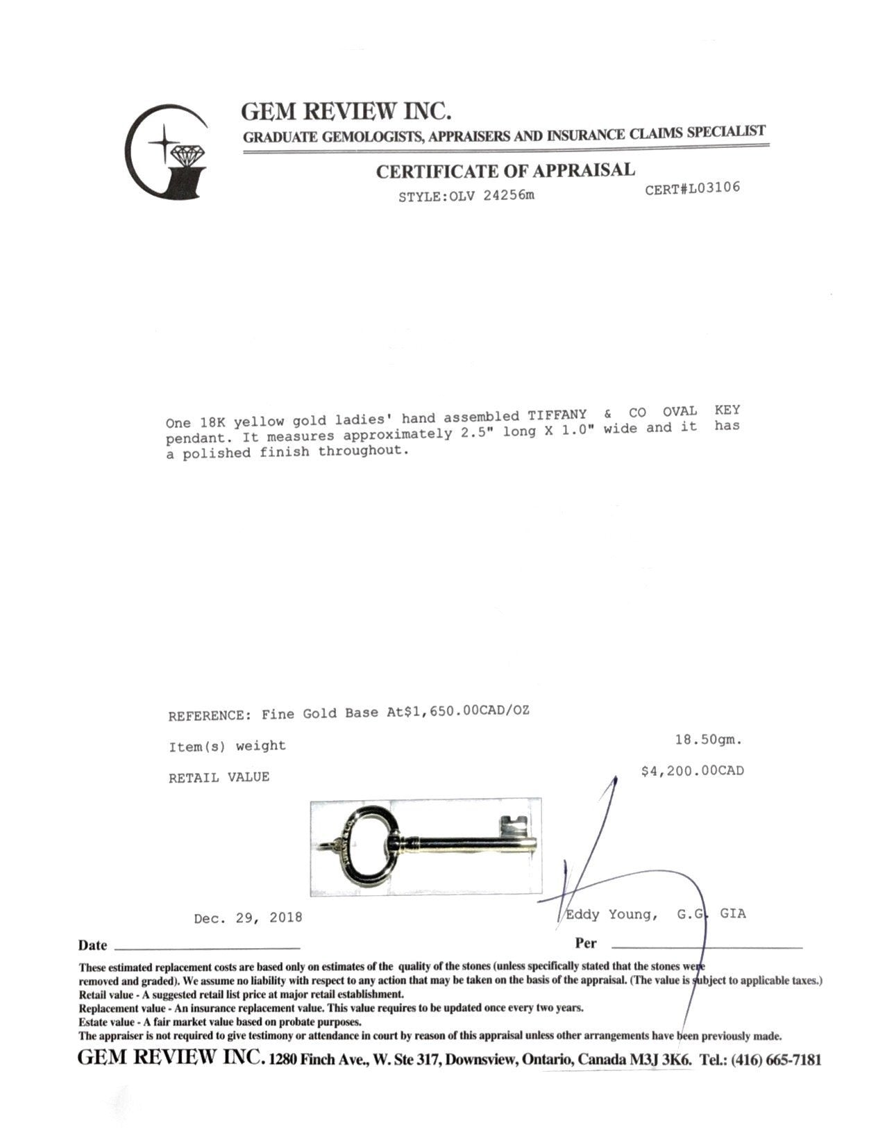 Tiffany & Co. Oval Key Pendant