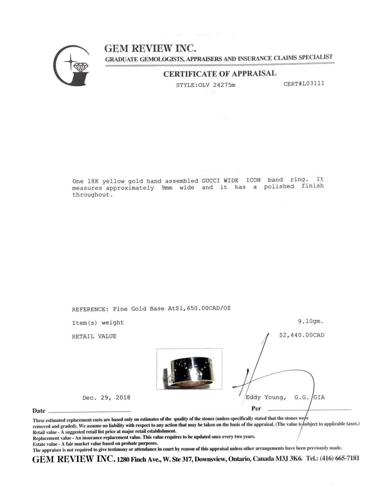 Gucci Icon Wide Band Ring