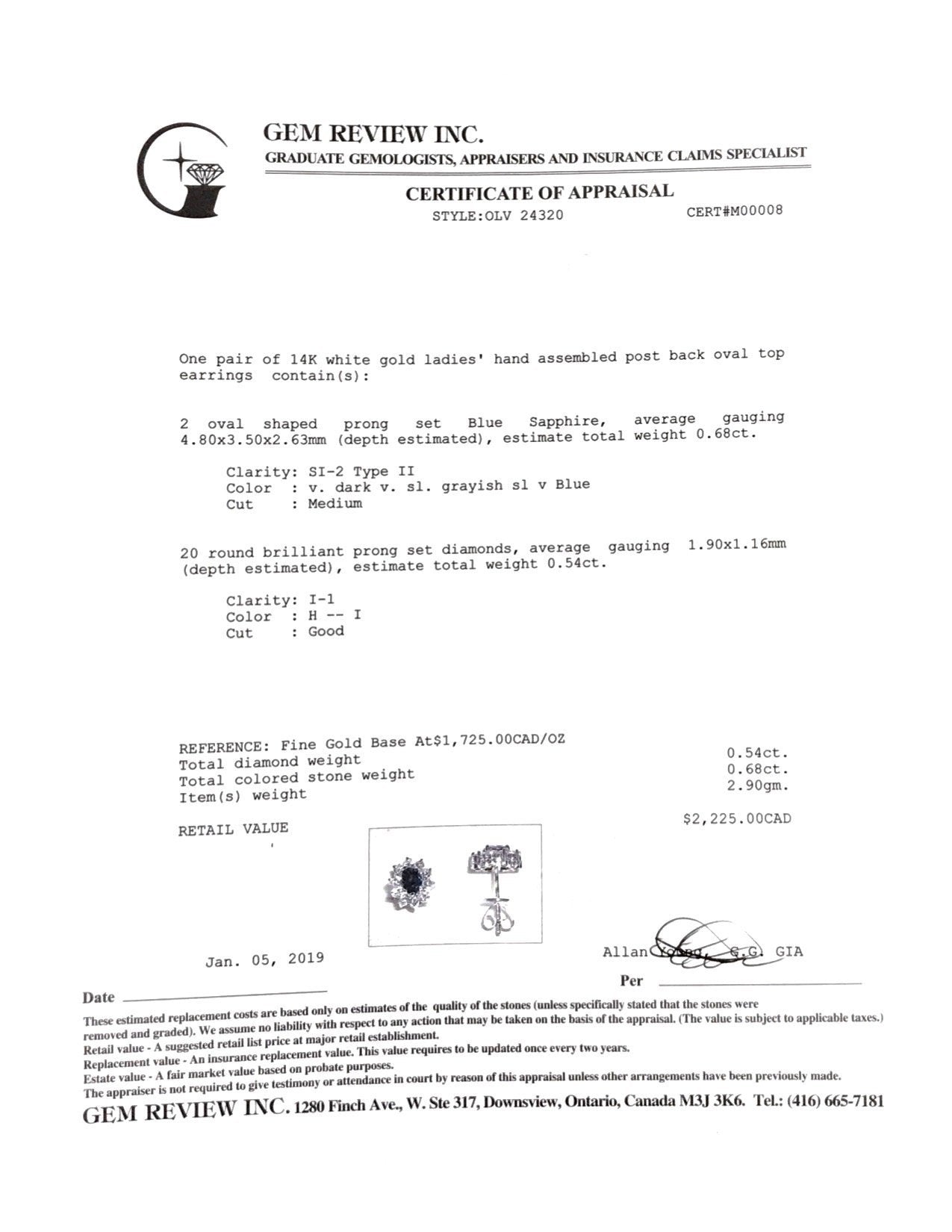 Blue Sapphire and Diamond Stud Earrings