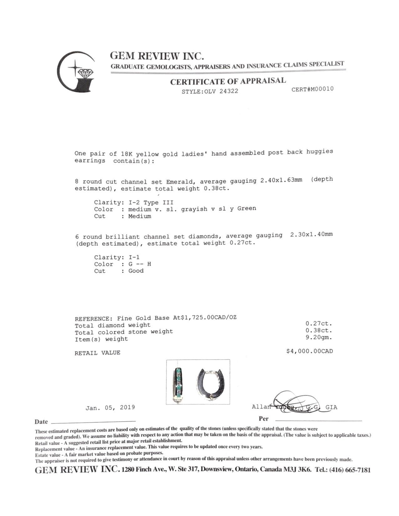 Emerald and Diamond Huggie Earrings