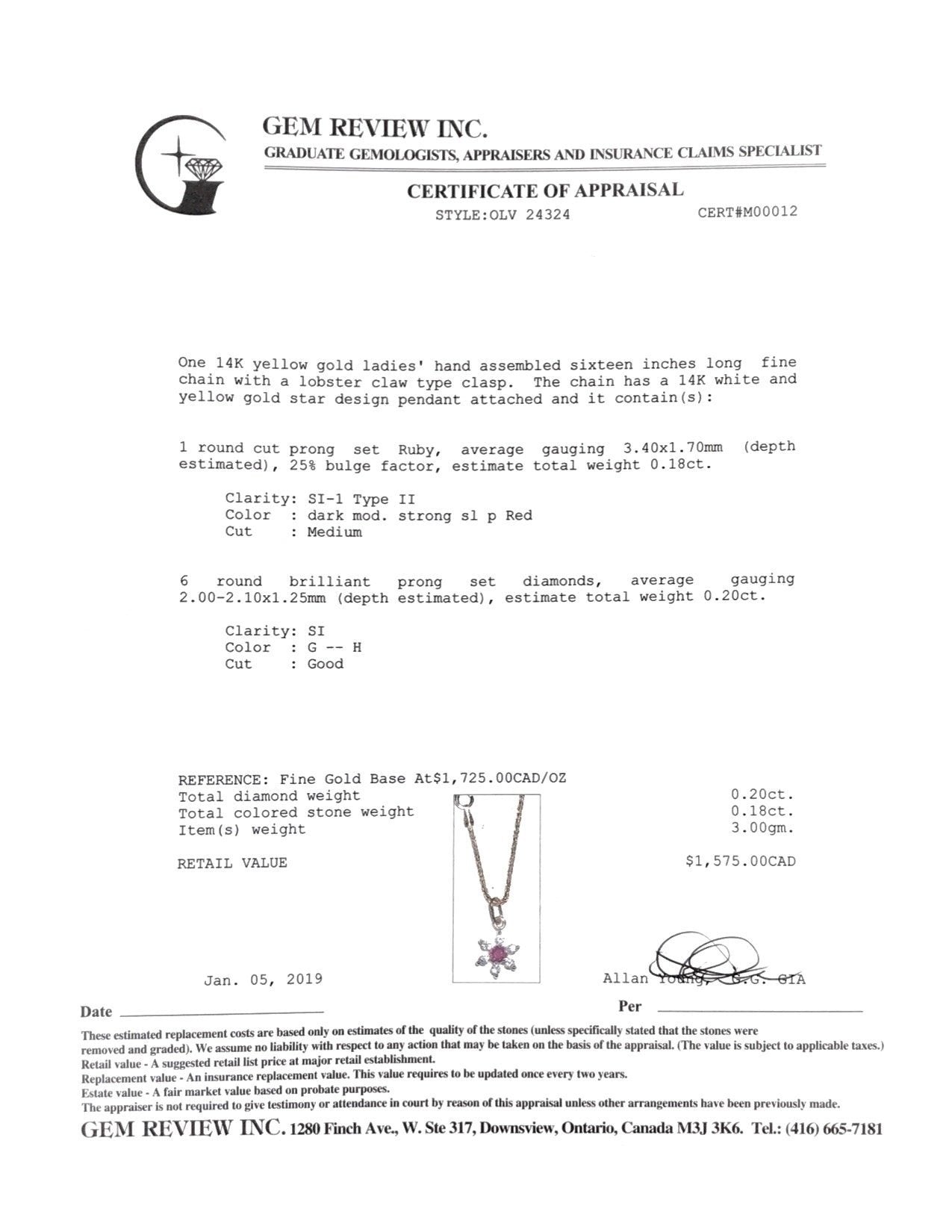 Ruby and Diamond Flower Pendant Necklace