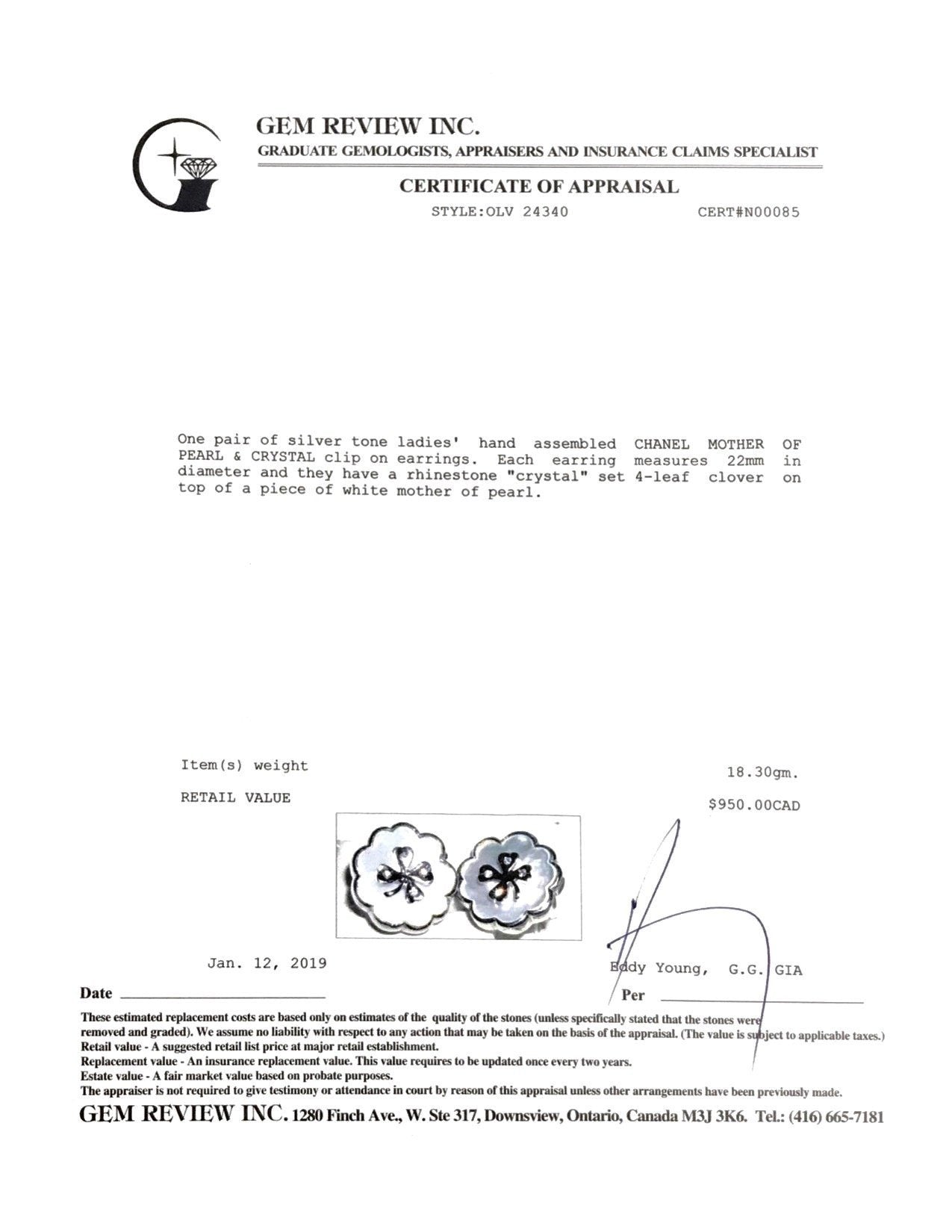 Chanel Mother of Pearl Clip-On Earrings