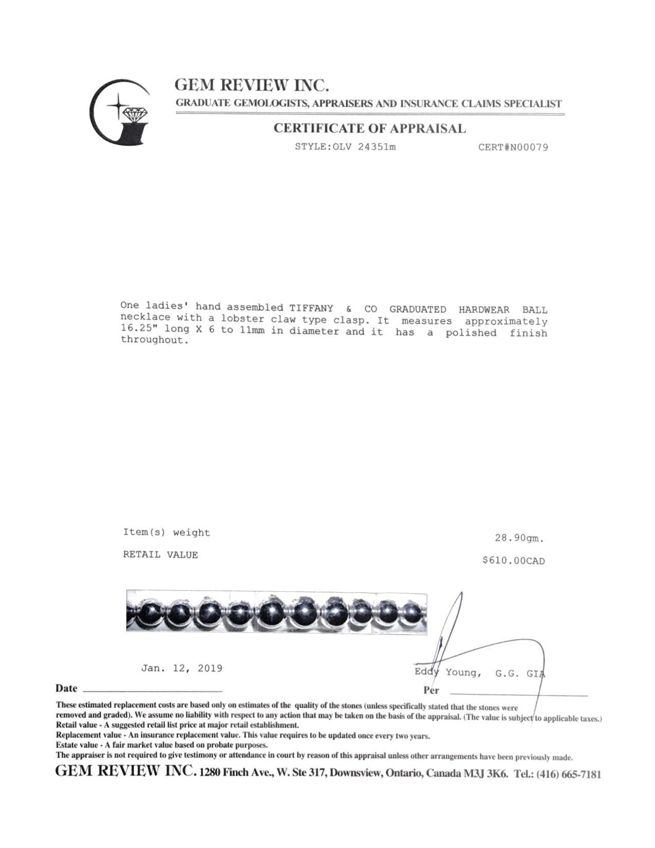 Tiffany & Co. HardWear Graduated Ball Necklace