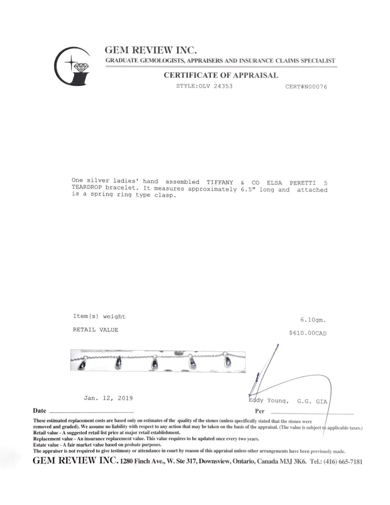 Tiffany & Co. Elsa Peretti Five Teardrop Bracelet