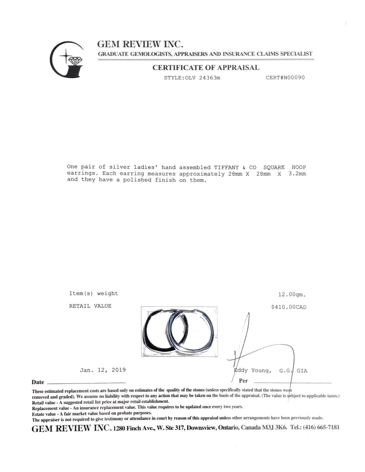 Tiffany & Co. Square Hoop Earrings