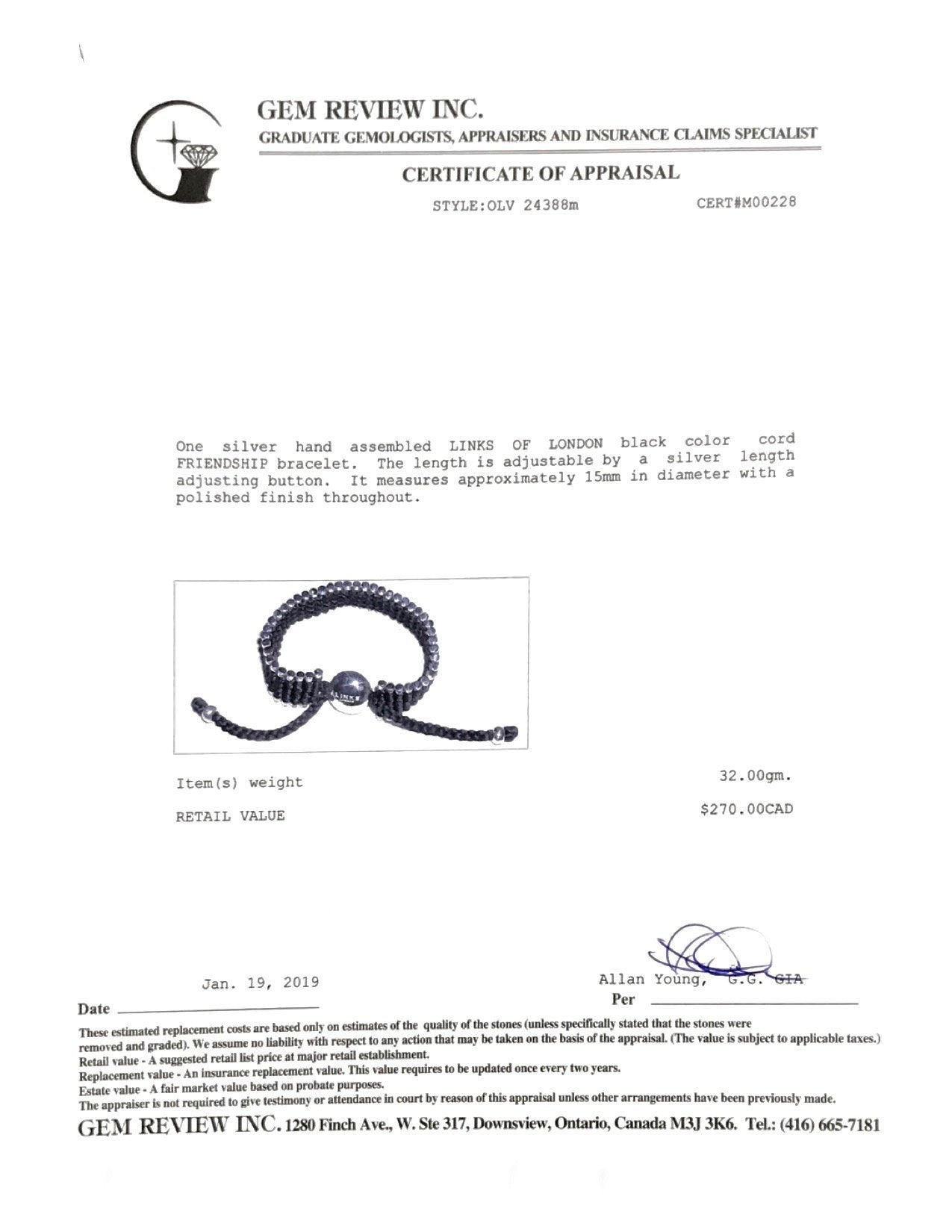 Links of London Black Friendship Bracelet