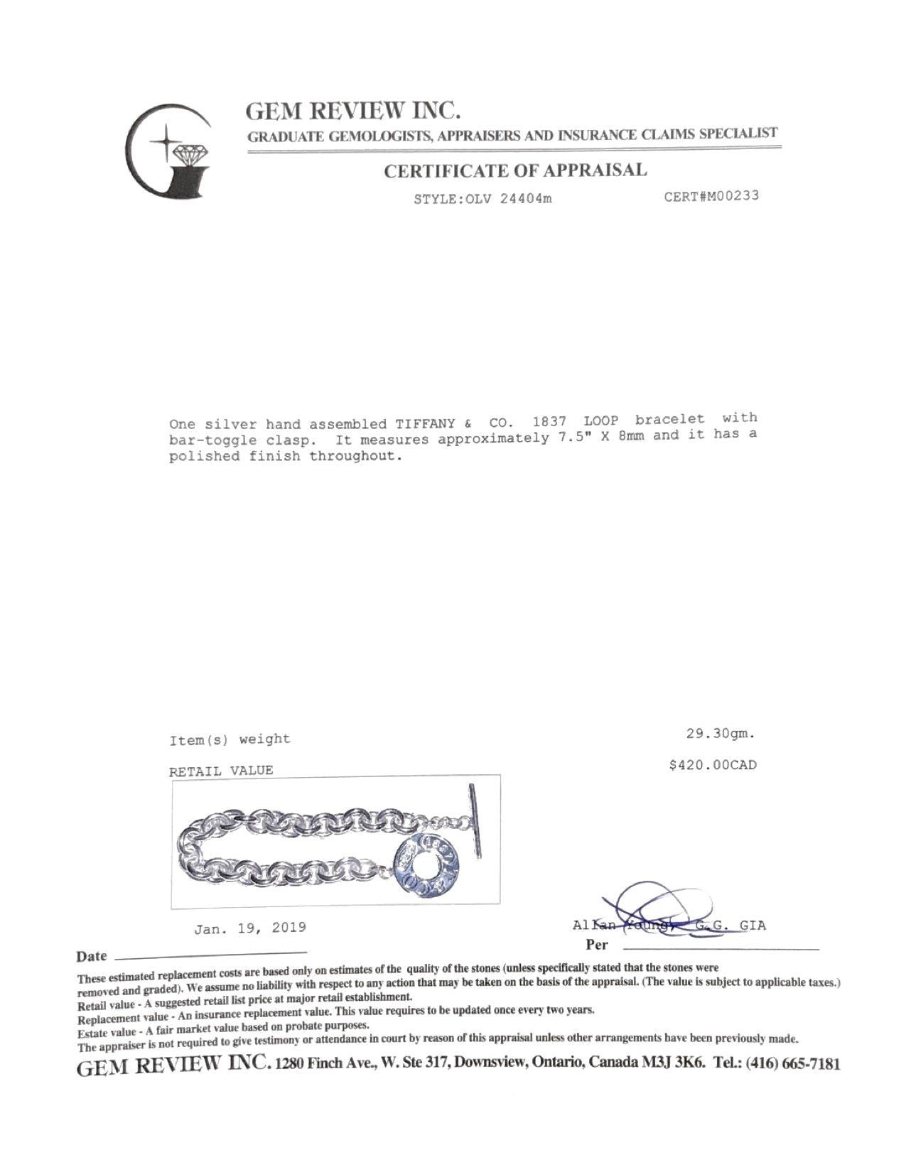 Tiffany & Co. 1837 Toggle Bracelet