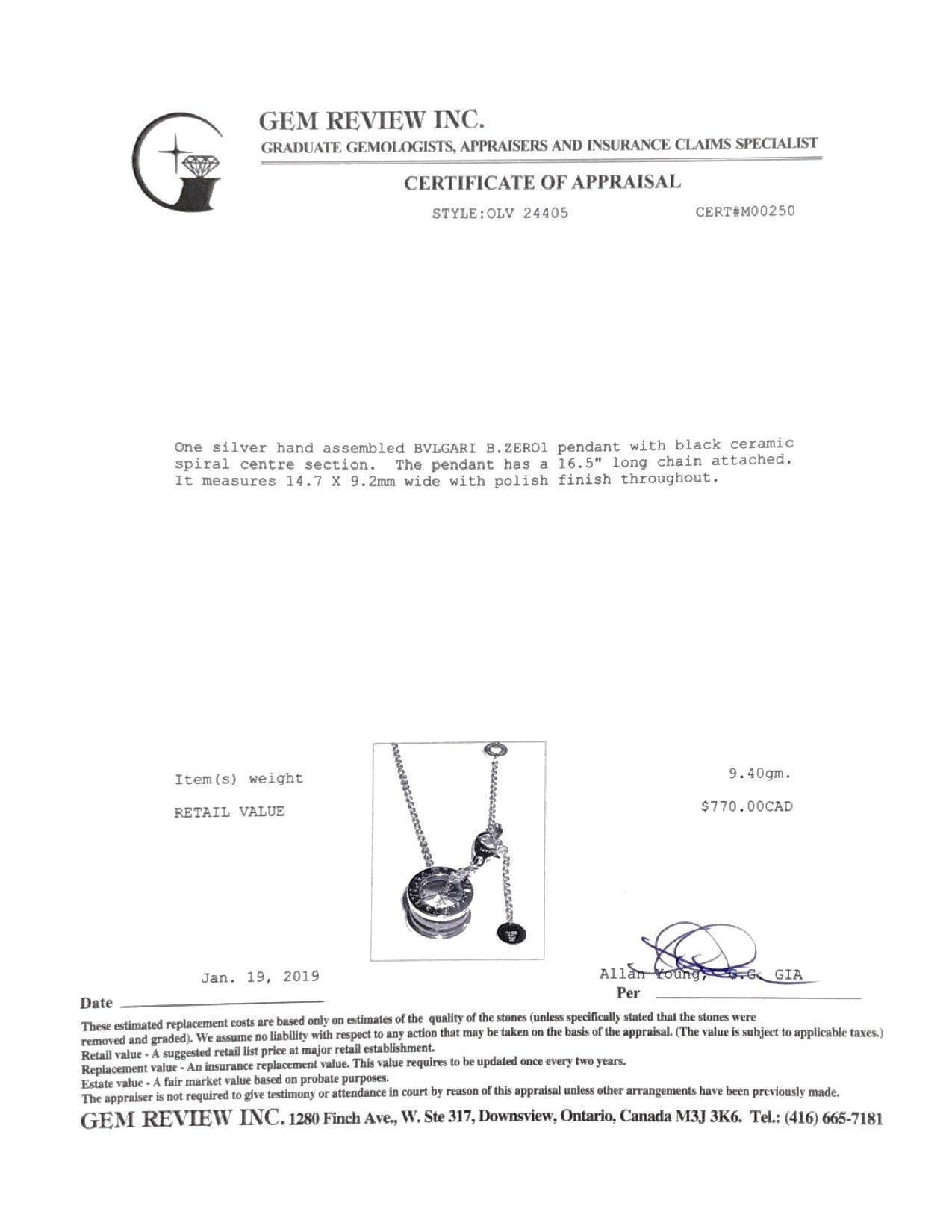 Bulgari B.Zero1 Pendant Necklace with Black Ceramic