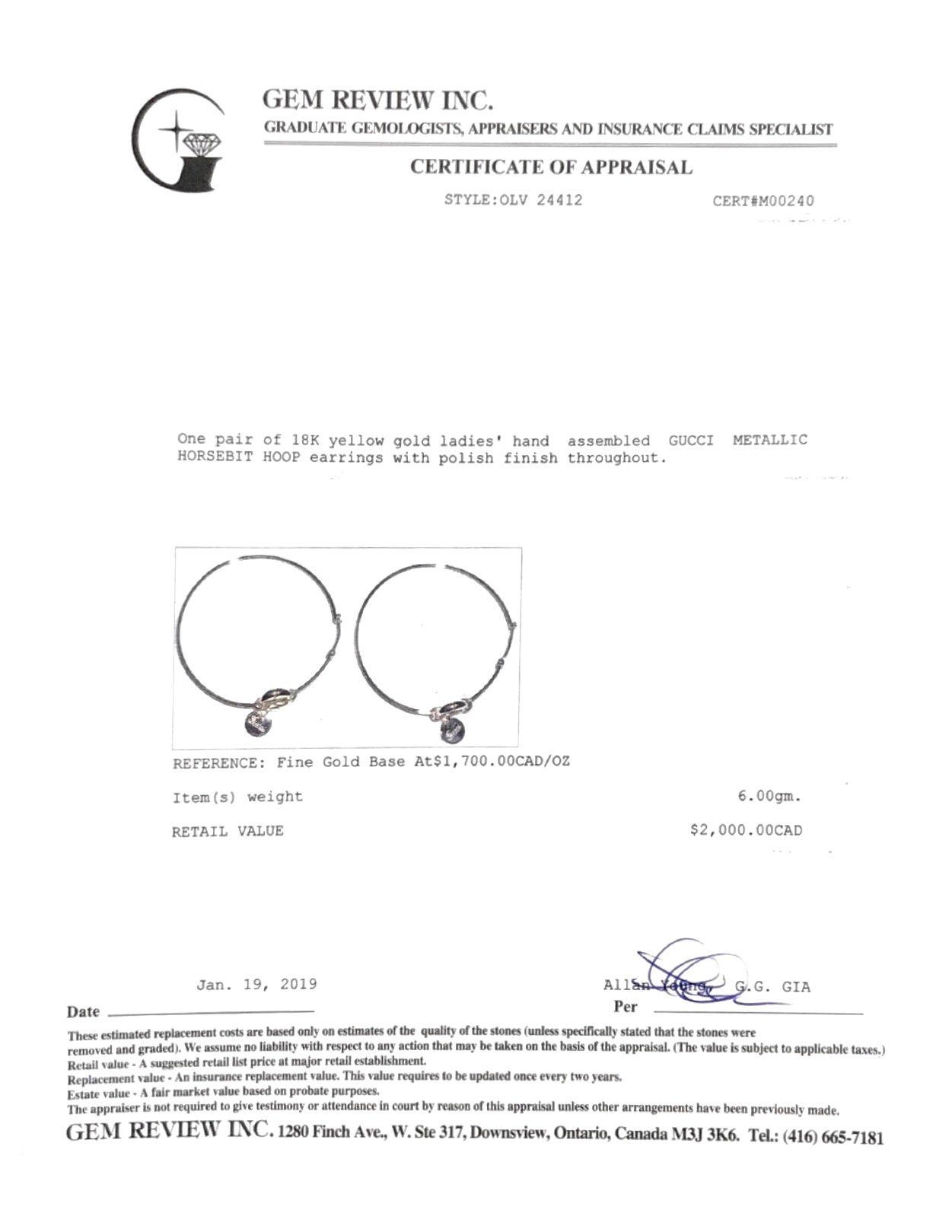 Gucci Metallic Horsebit Hoop Earrings