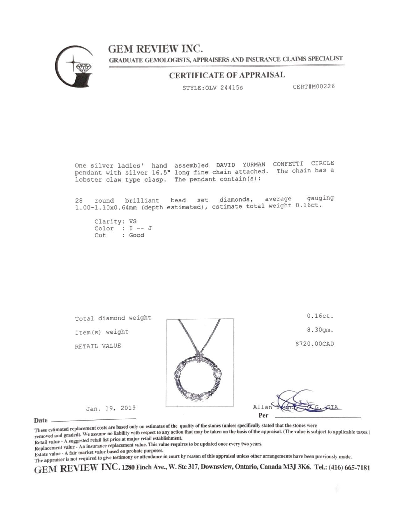 David Yurman Diamond Confetti Circle Pendant Necklace