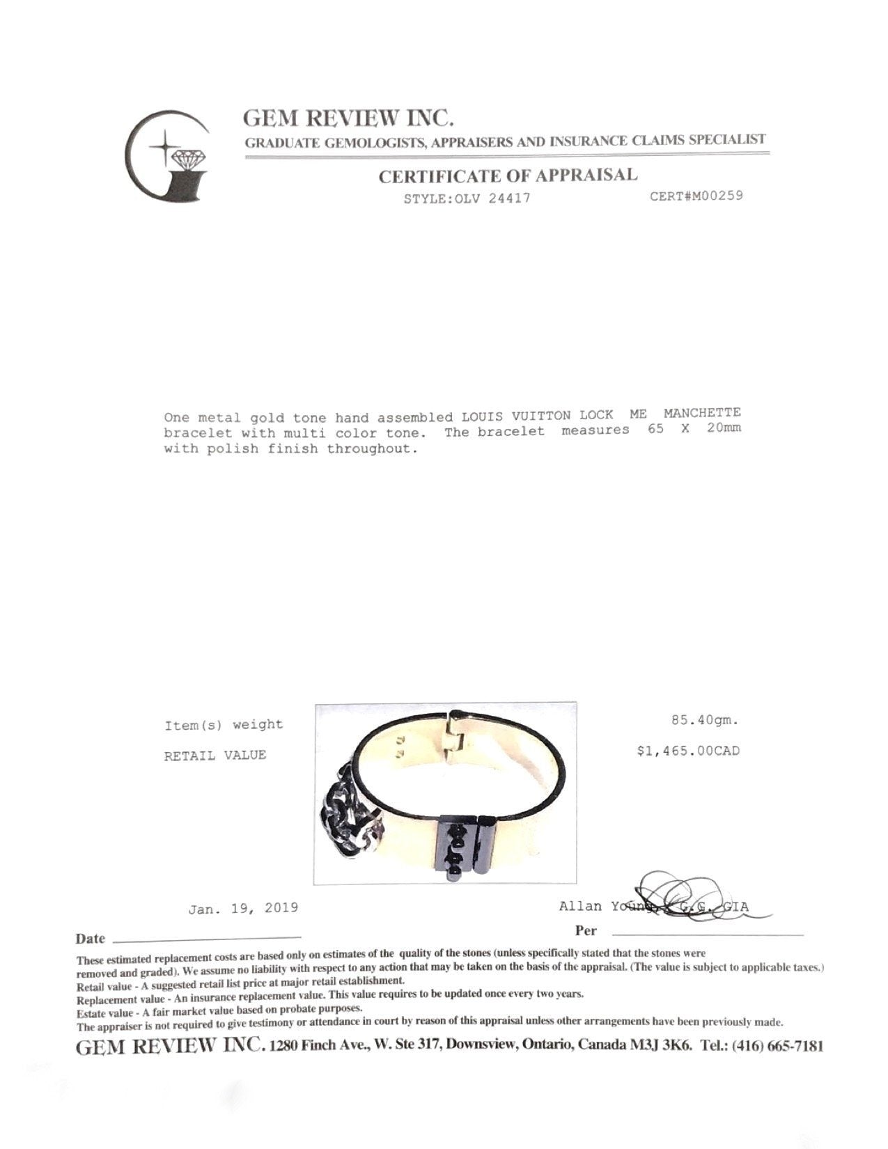 Louis Vuitton Lock Me Manchette Bracelet