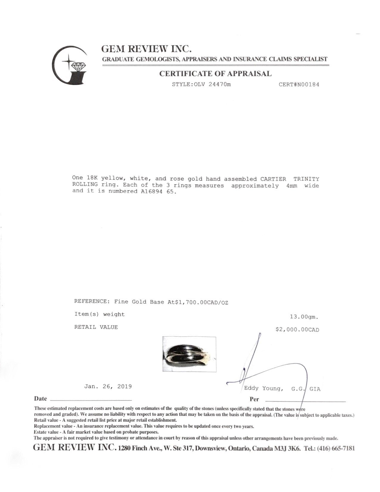 Cartier Trinity Rolling Ring