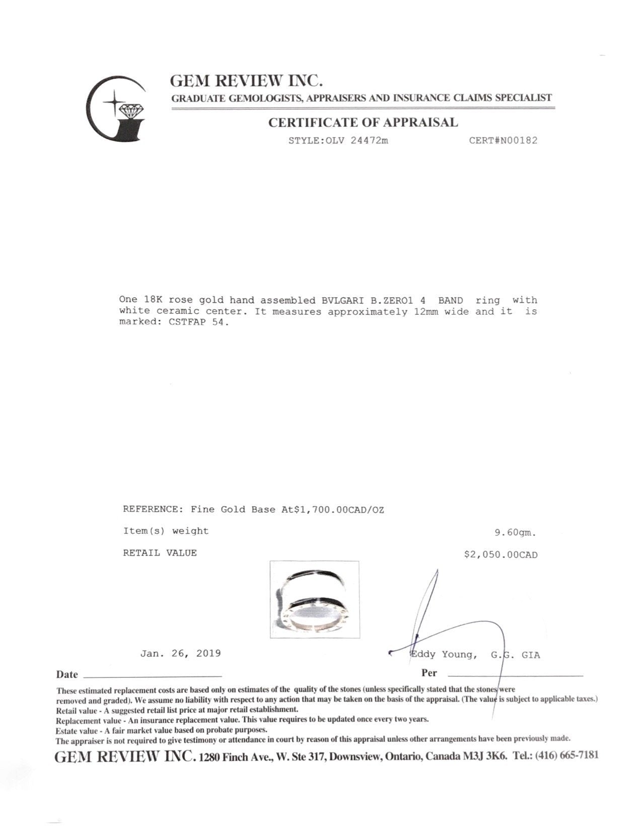 Bulgari B.Zero1 Four-Band Ring with Rose Gold and White Ceramic