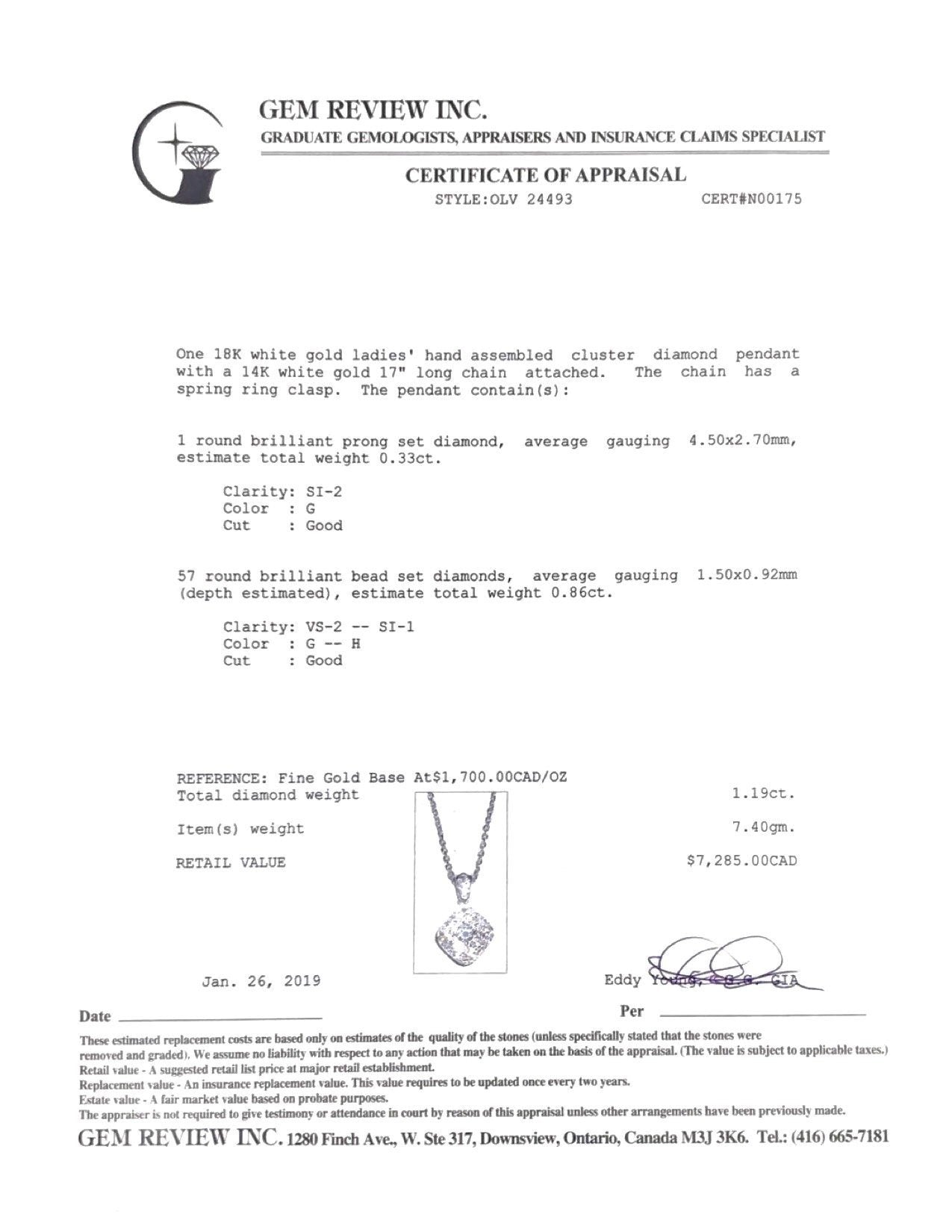 Pave Diamond Cluster Pendant Necklace