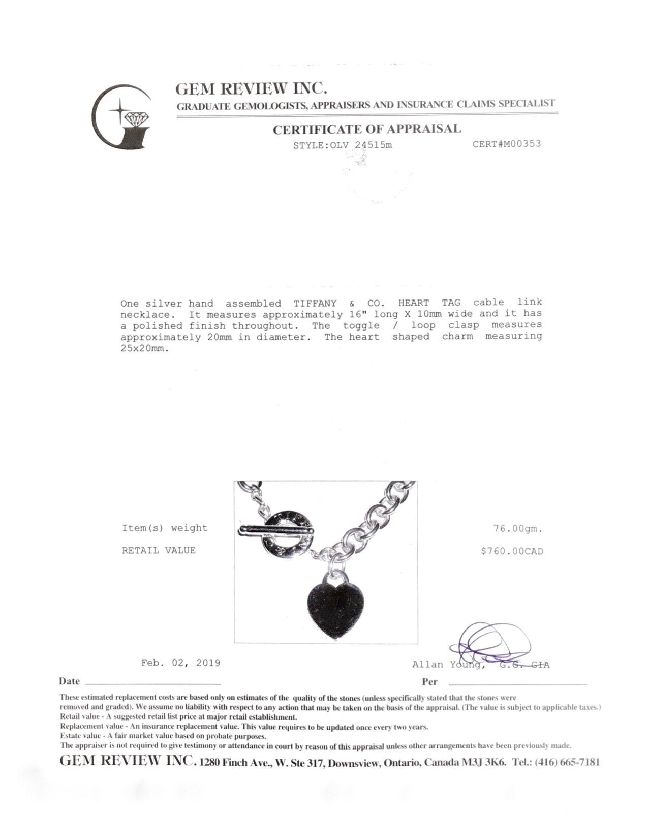 Tiffany & Co. Heart Tag Necklace with Toggle Clasp