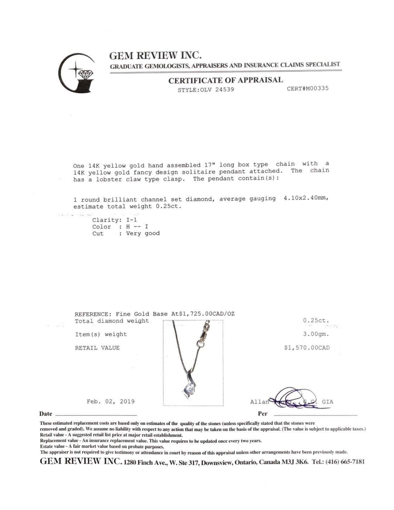 Diamond Solitaire Pendant Necklace