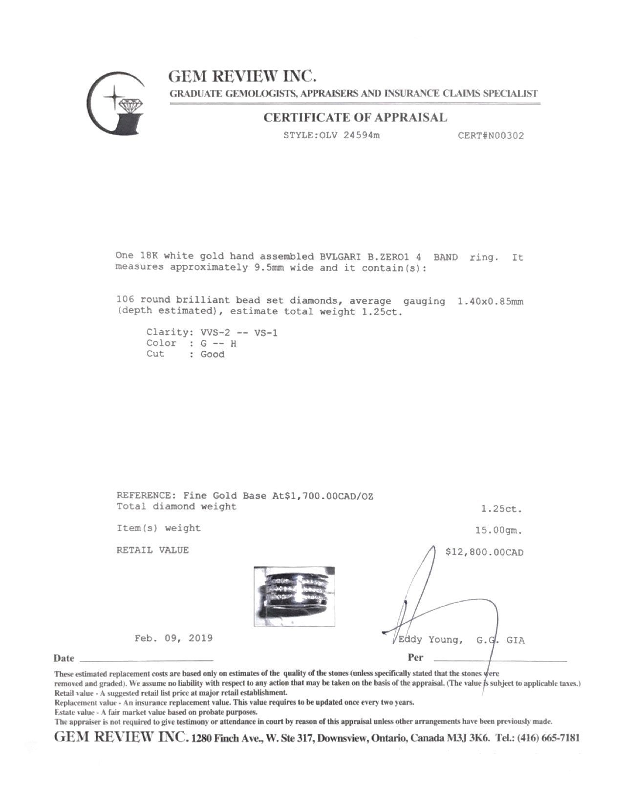 Bulgari B.Zero1 4-Band Ring with Pave Diamonds