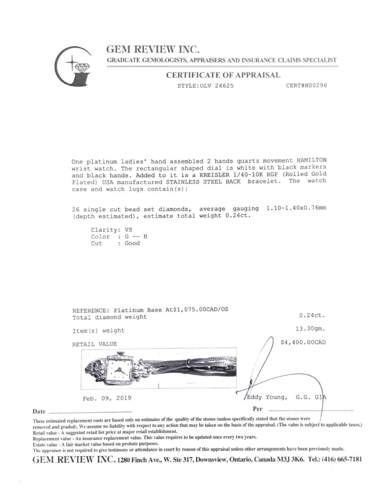 Antique Platinum Hamilton Watch