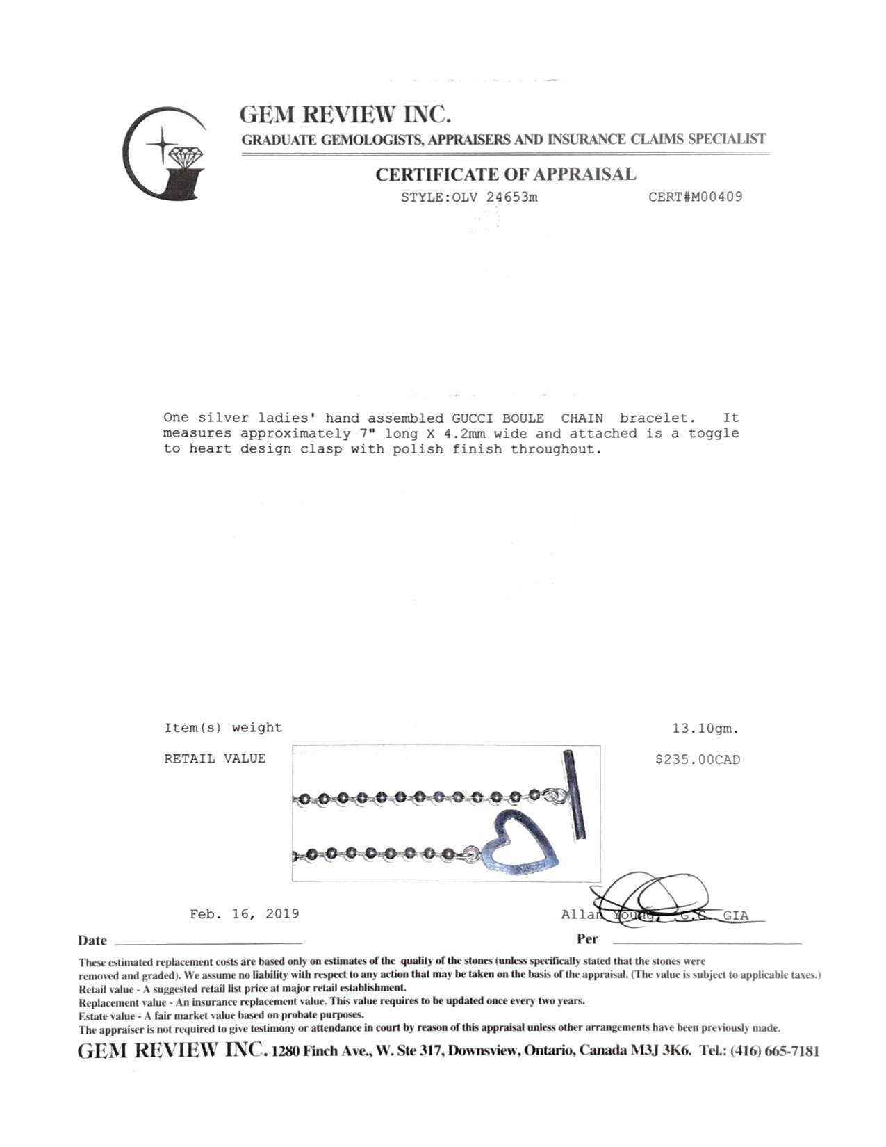 Gucci Boule Bracelet with Heart Toggle Clasp