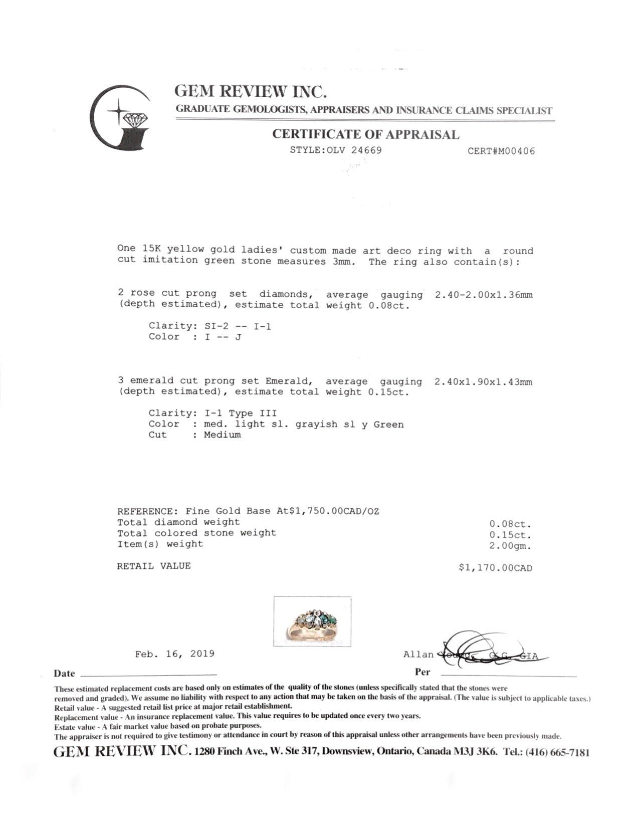 Antique Art Deco Emerald & Diamond Ring