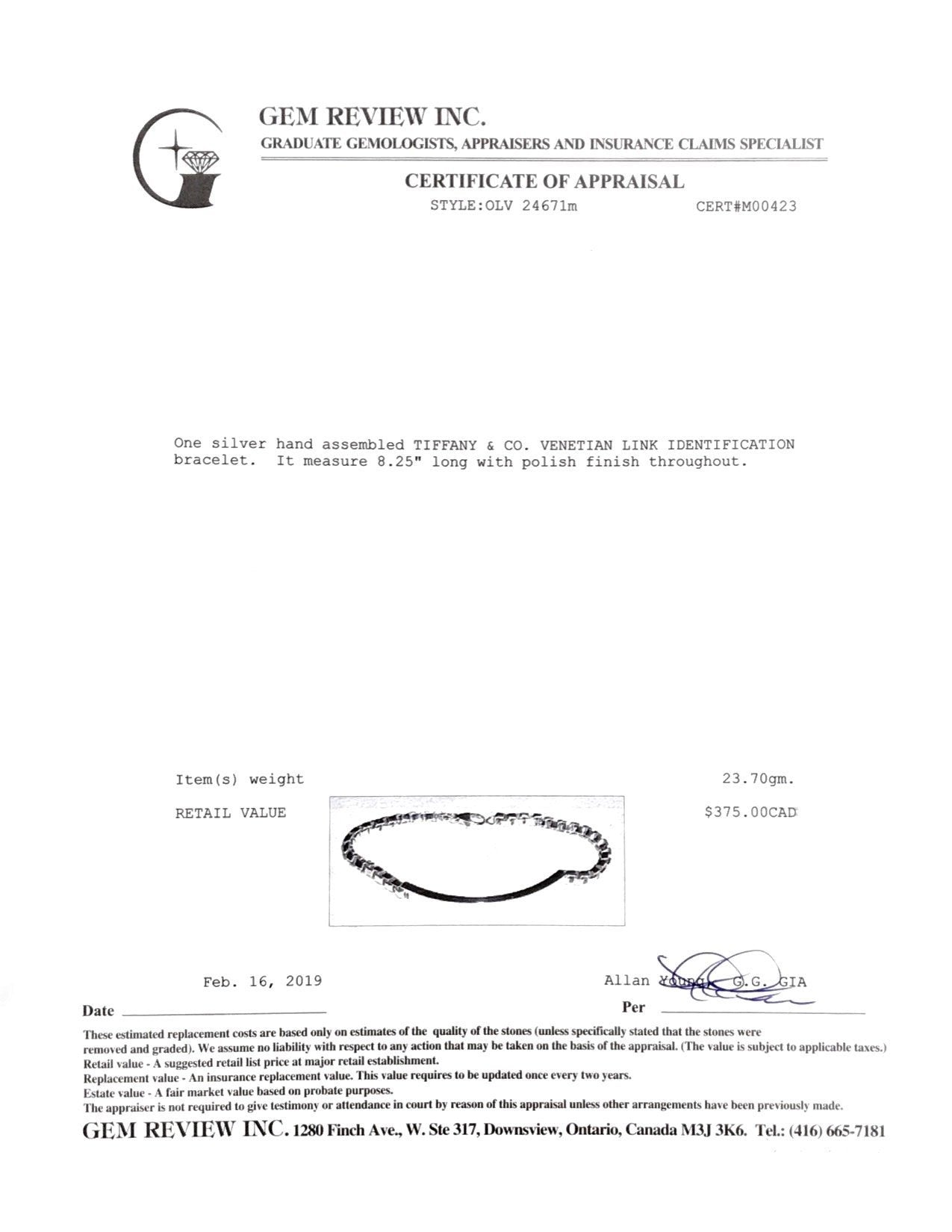 Tiffany & Co. Venetian Link ID Bracelet