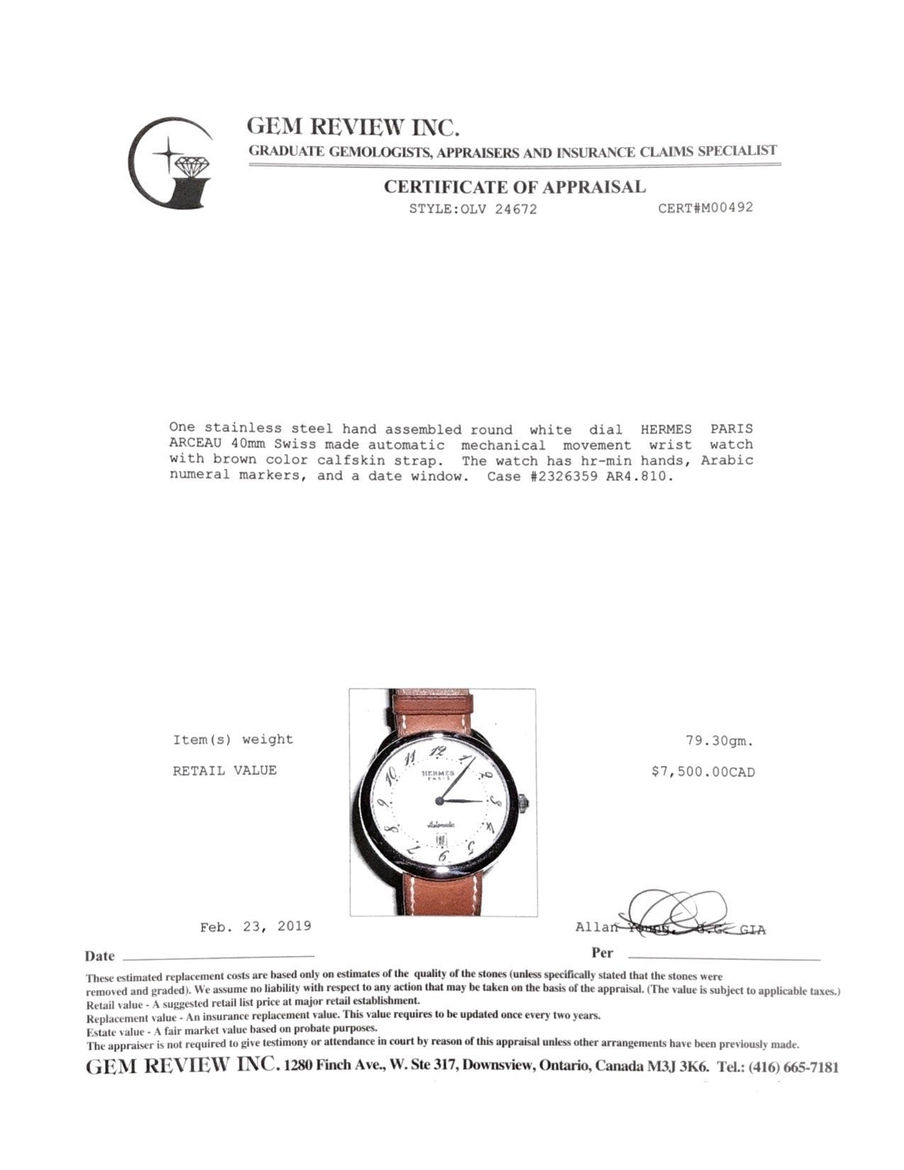 Hermes Automatic Large Arceau Watch