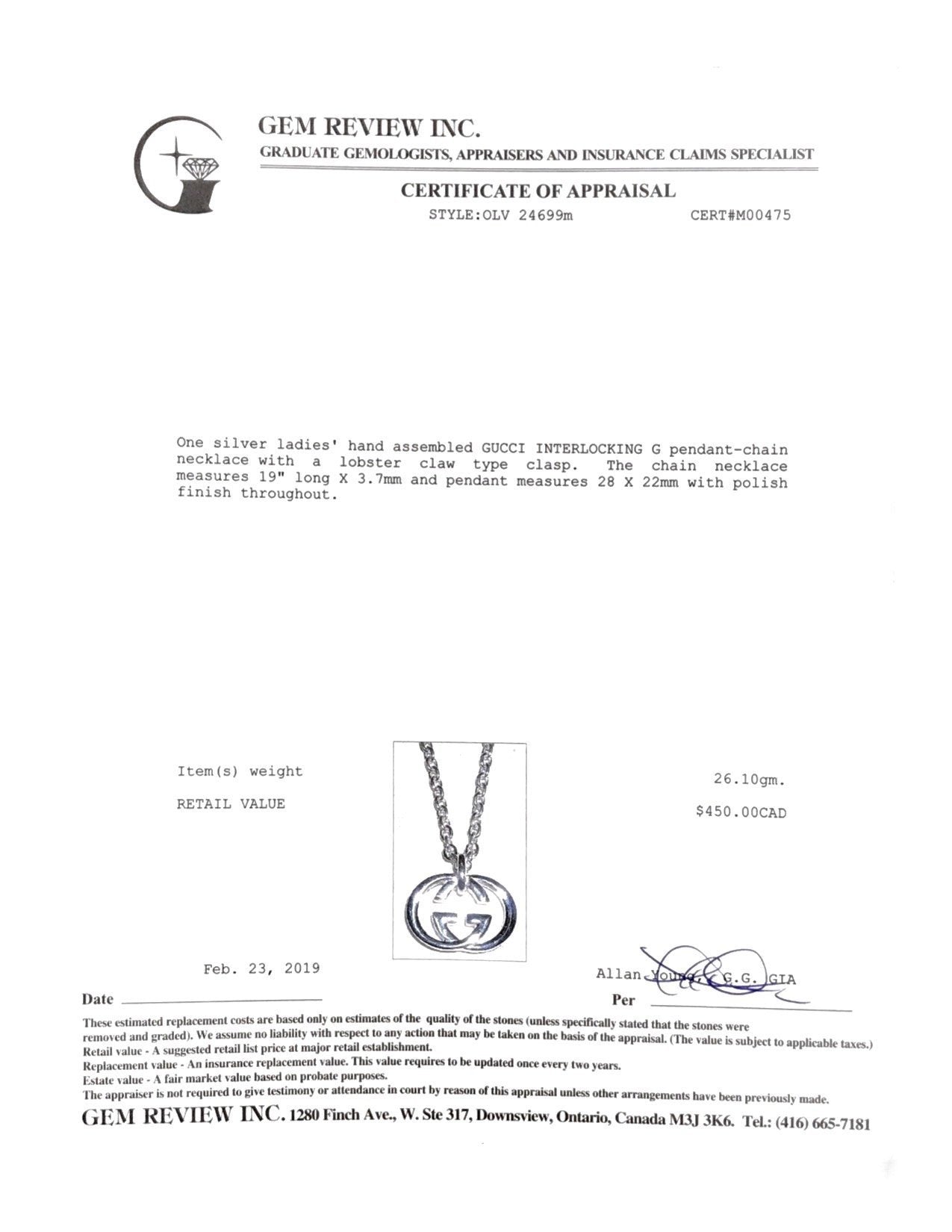 Gucci Interlocking G Pendant Necklace