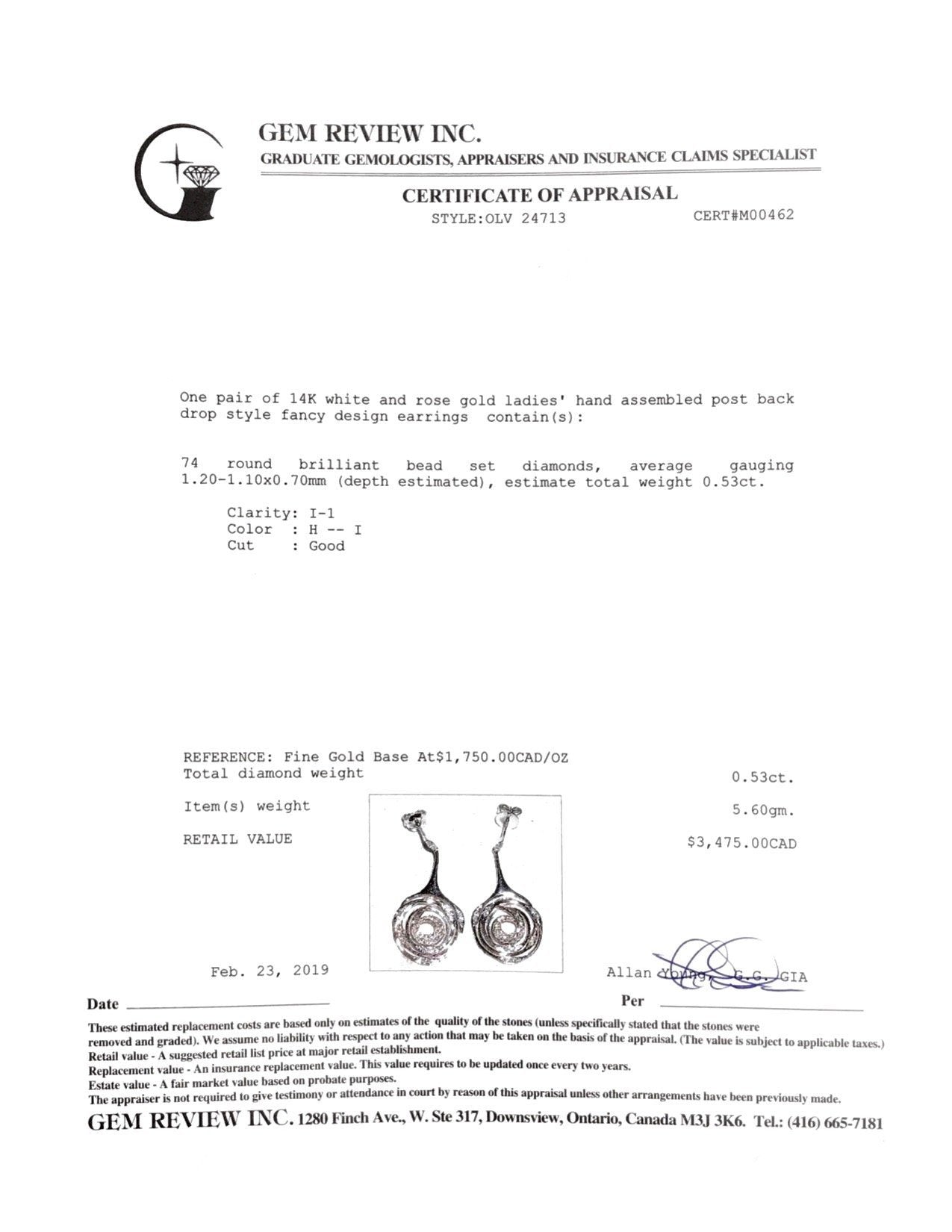 Rose & White Gold Diamond Drop Earrings