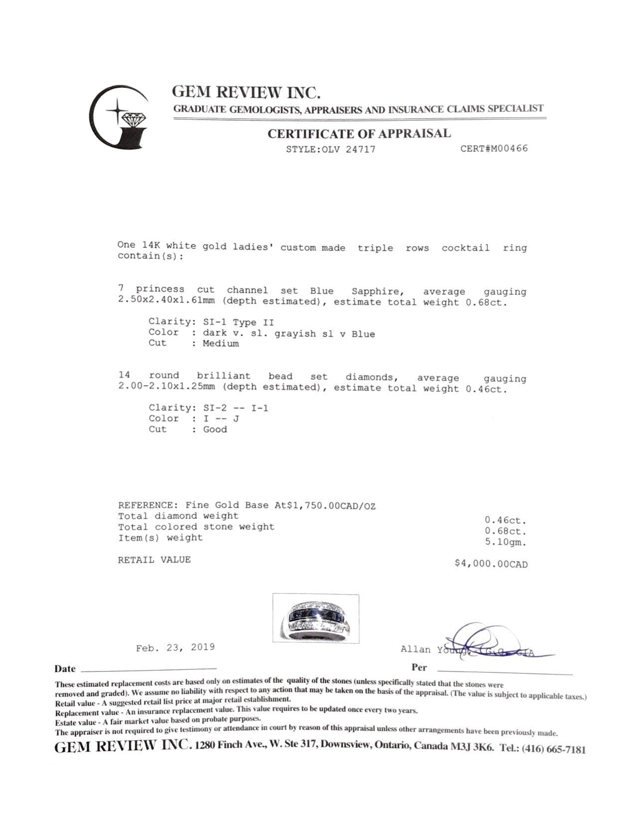 Three-Row Sapphire and Diamond Cocktail Ring