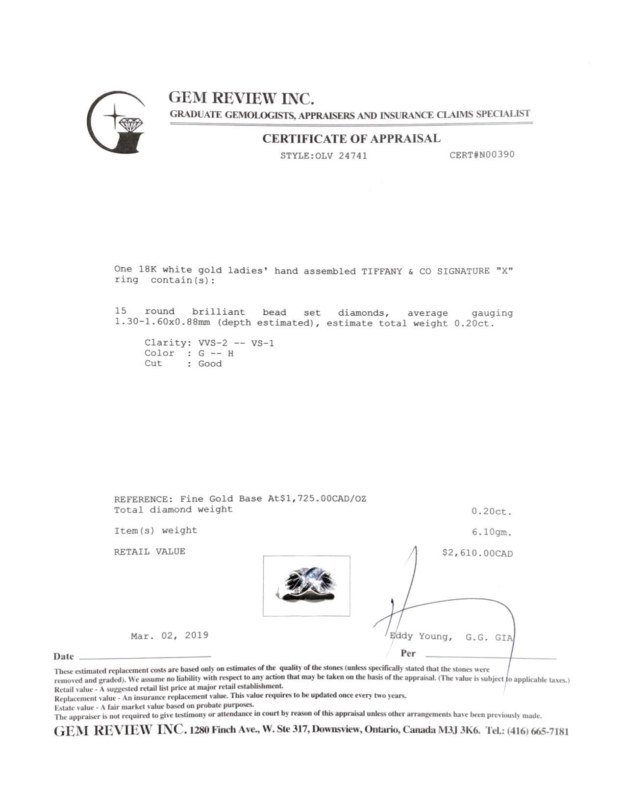 Tiffany & Co. Signature Diamond X Ring