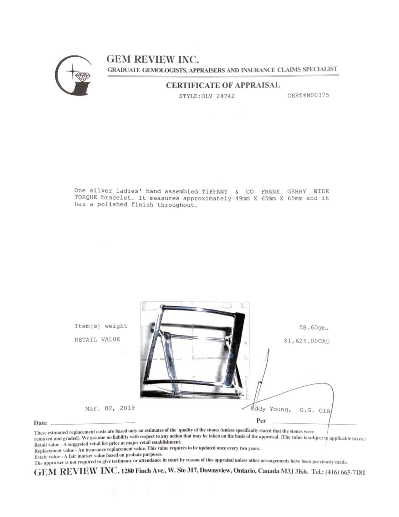 Tiffany & Co. Frank Gehry Wide Open Torque Bangle