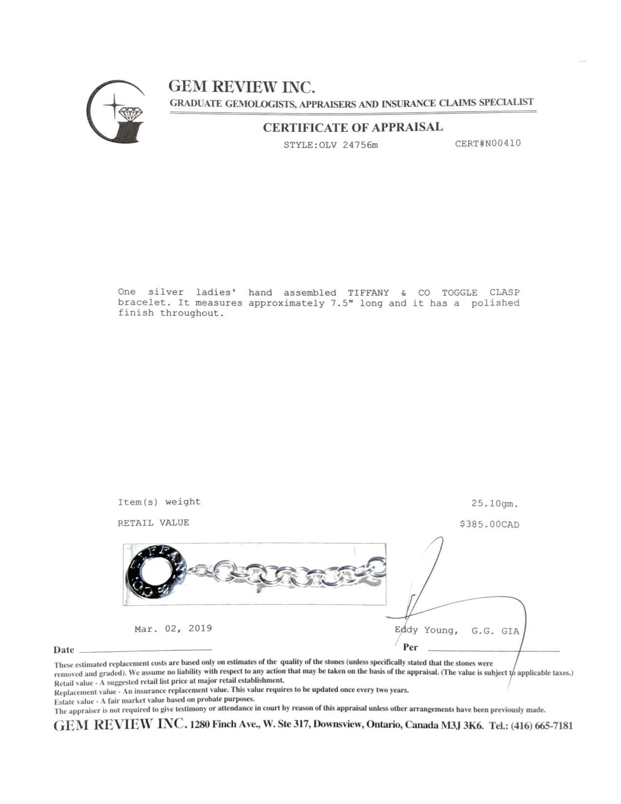 Tiffany & Co. Toggle Bracelet