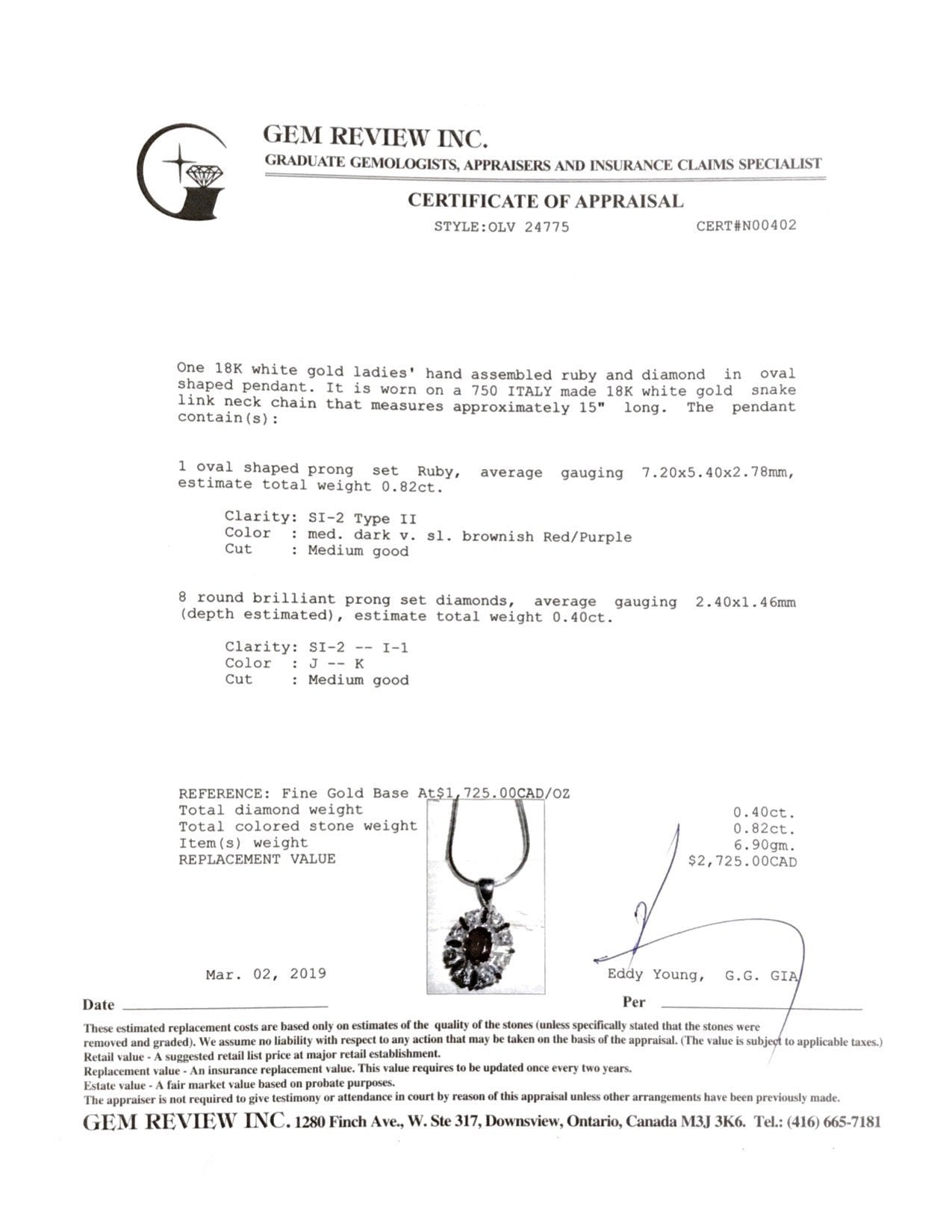 Ruby and Diamond Pendant Necklace