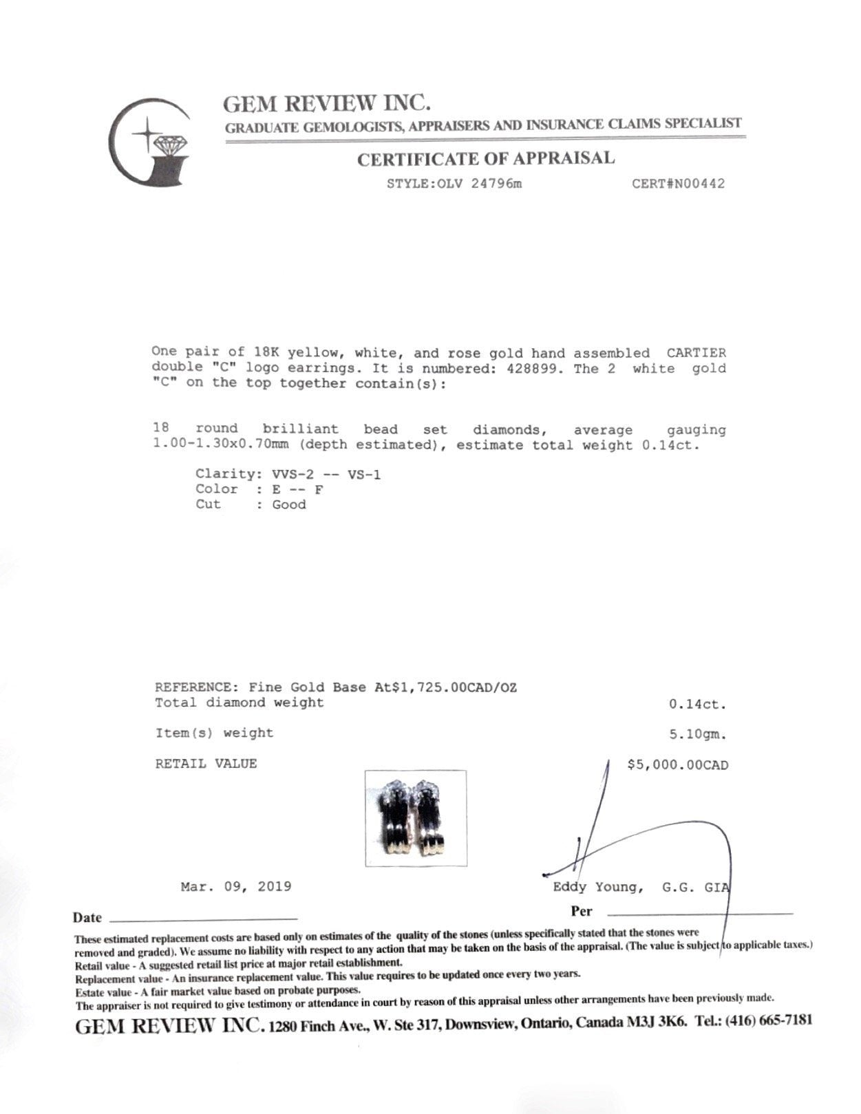 Cartier C De Cartier Trinity Earrings with Diamonds