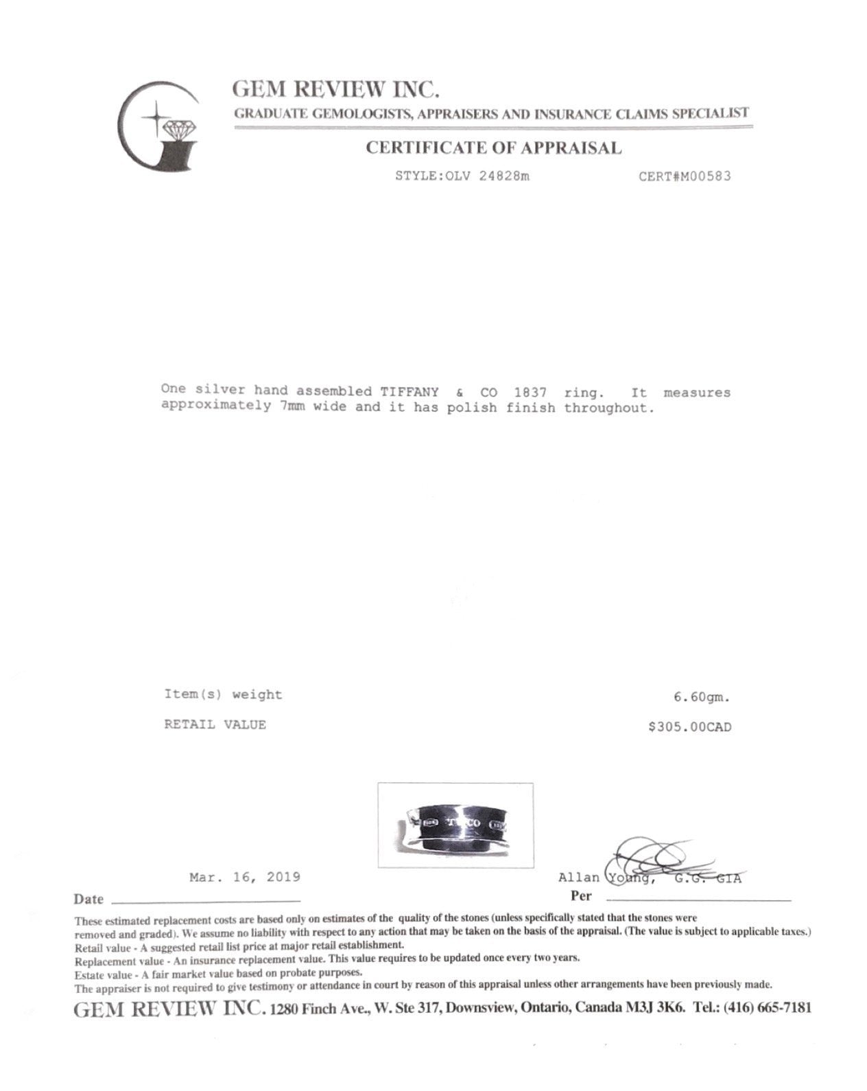 Tiffany & Co. 1837 Ring