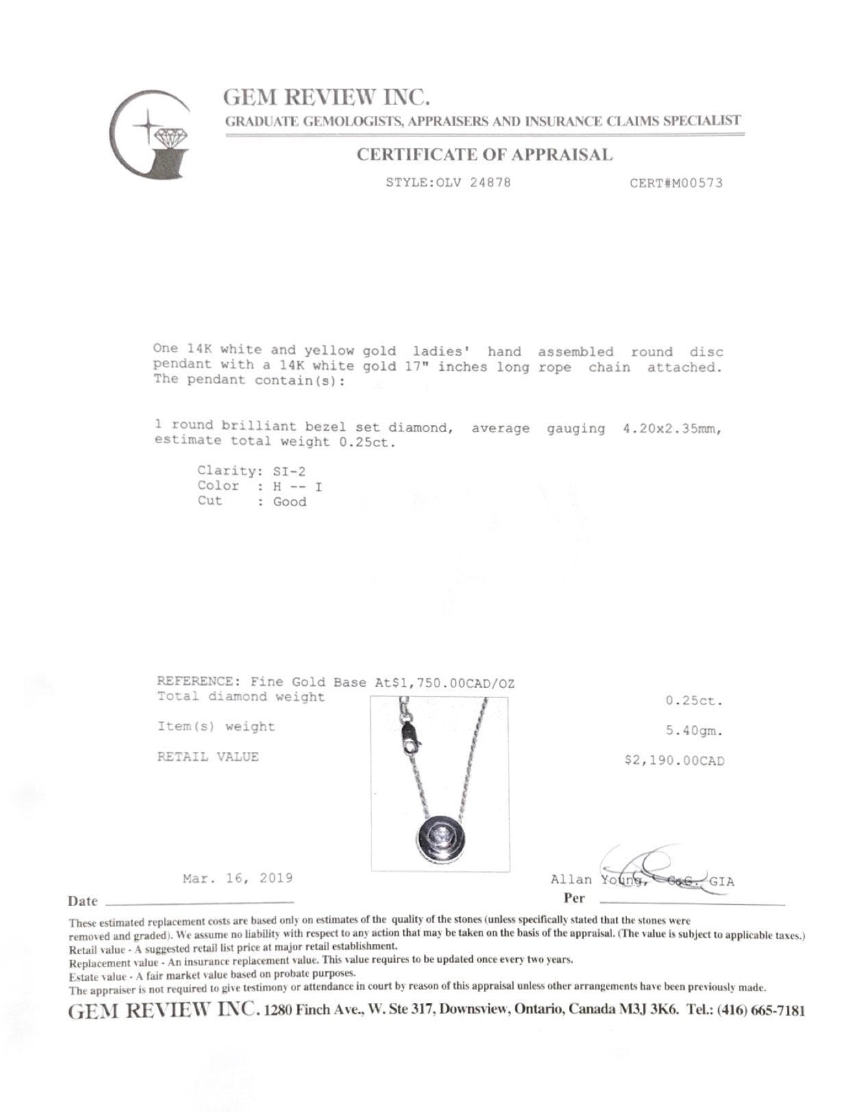 Two-Tone Diamond Circle Pendant Necklace