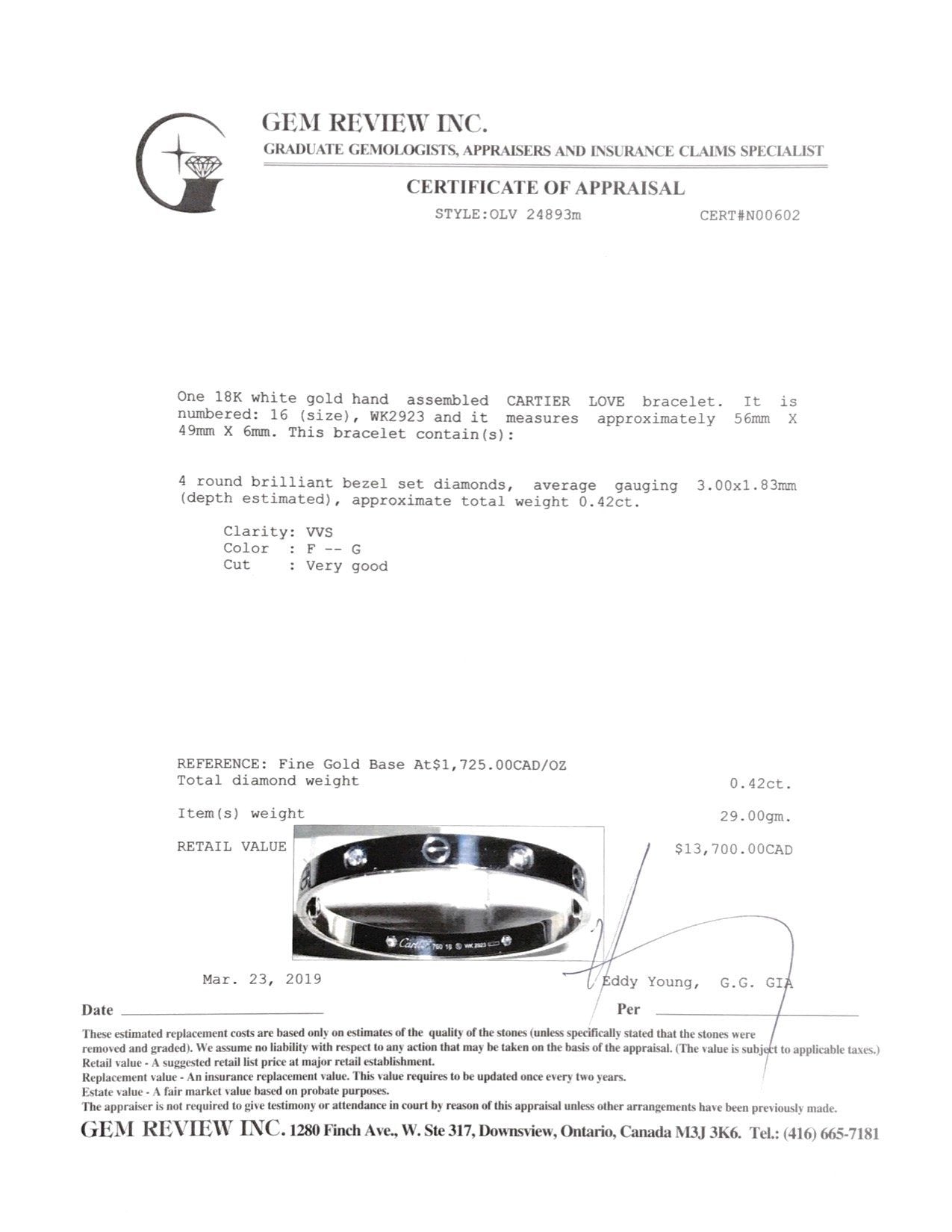 Cartier Love Bracelet with 4 Diamonds