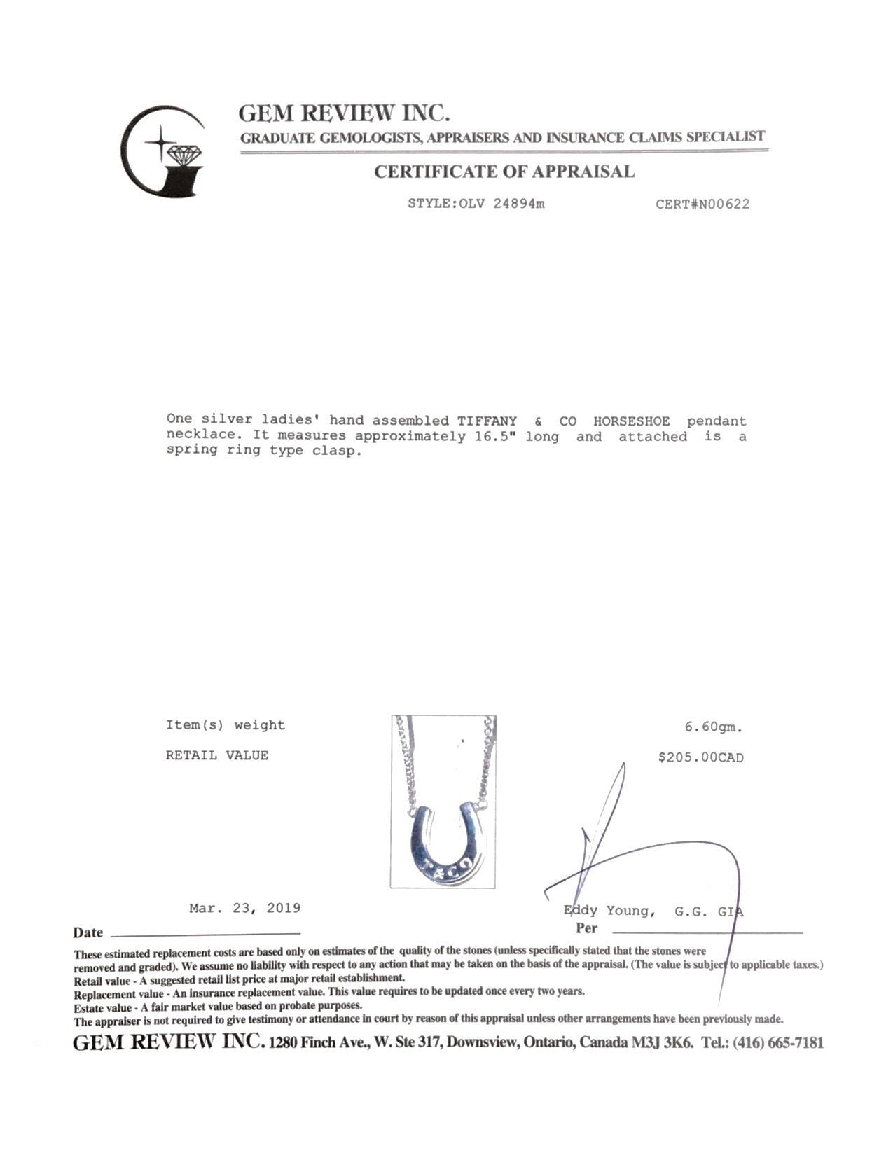 Tiffany & Co. Horseshoe Pendant Necklace