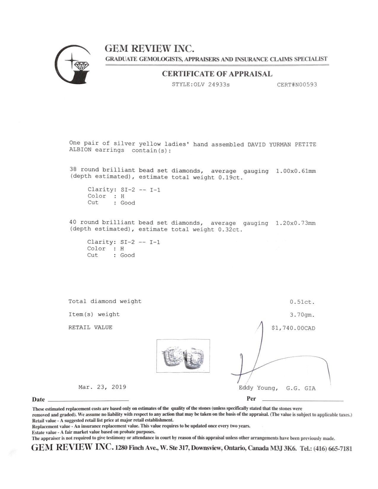 David Yurman Petite Albion Earrings with Diamonds